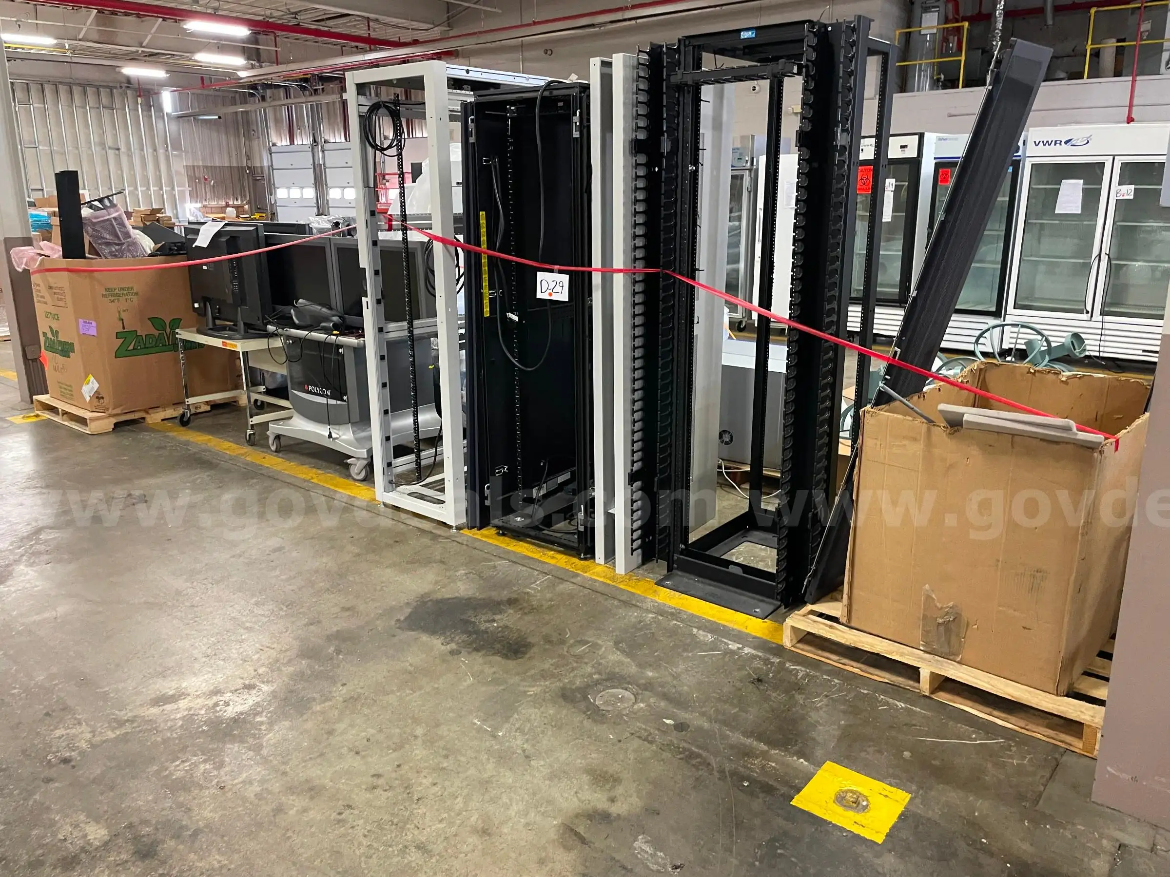 Lot of Network Cabinets Polycom System and Misc. Electronics