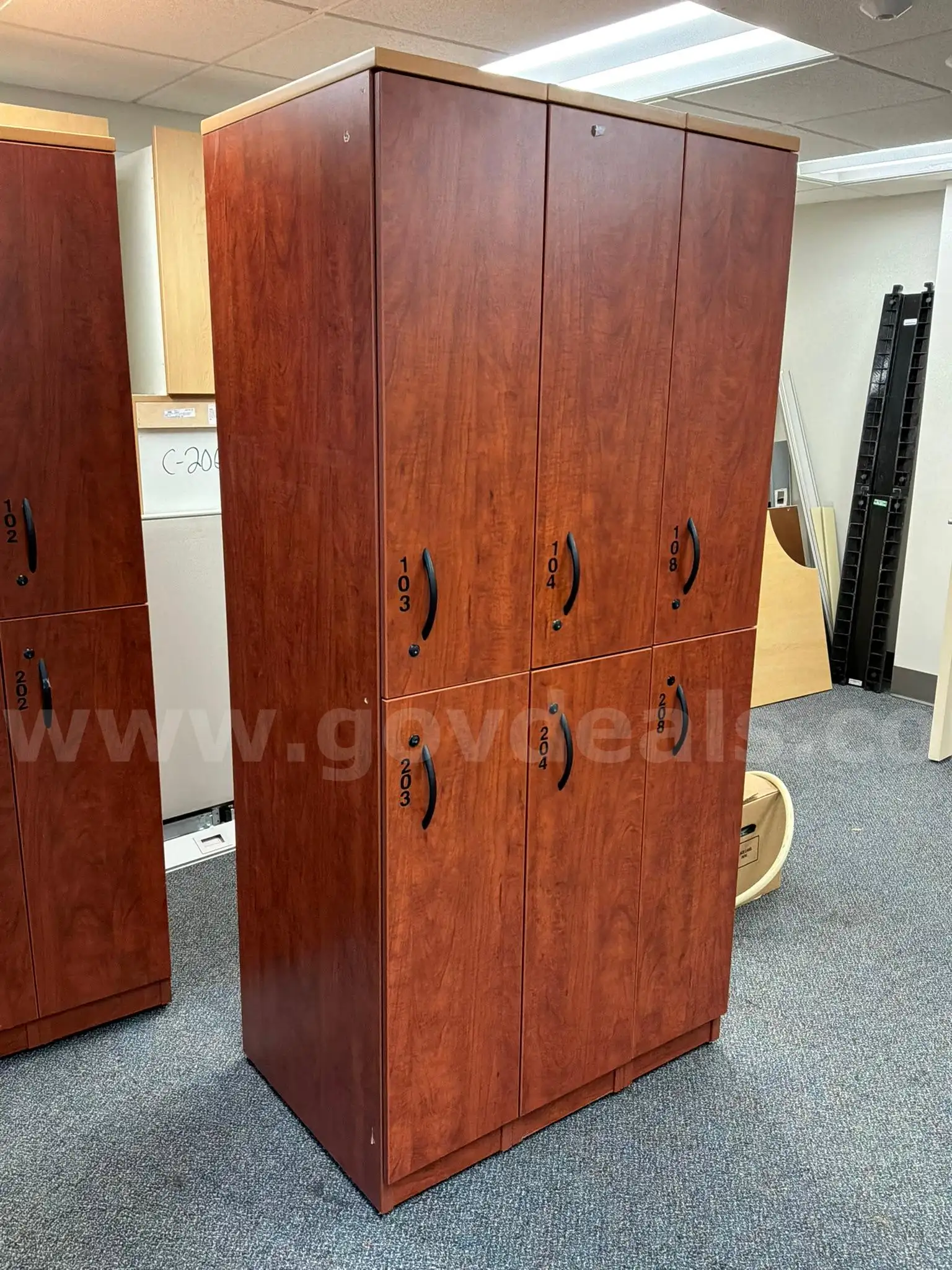 Lot of 2 Wooden Storage Locker Cabinets 10 Compartments
