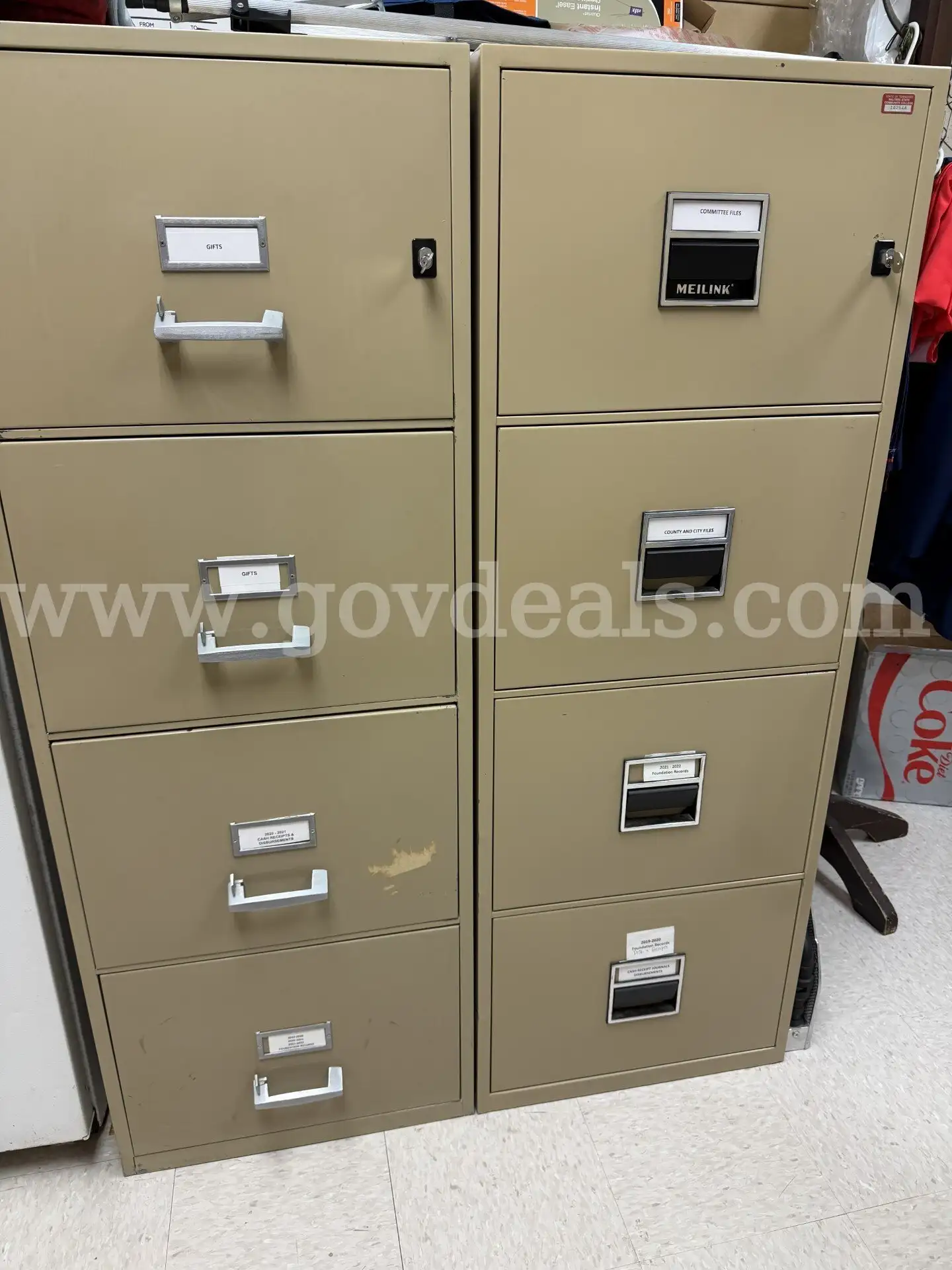 Lot of 4 Fireproof Filing Cabinets (4-Drawer Legal Size)