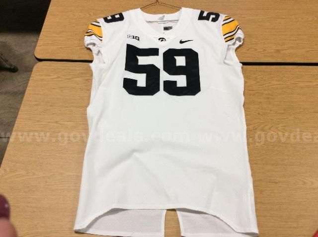 Team Issued Iowa Football Jersey White #59 (North American Bidders Only)