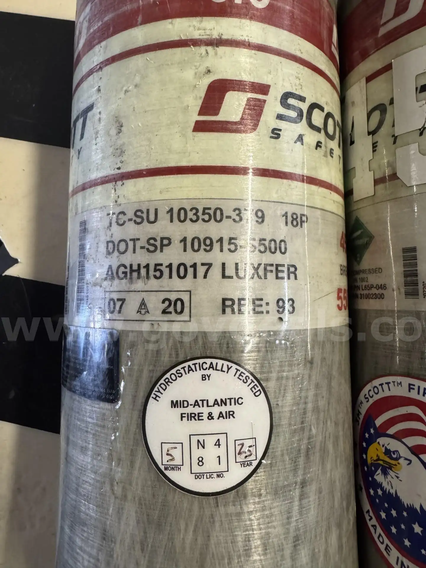 Lot of Five (5) - 45 Minute 5500 PSI SCBA Bottles