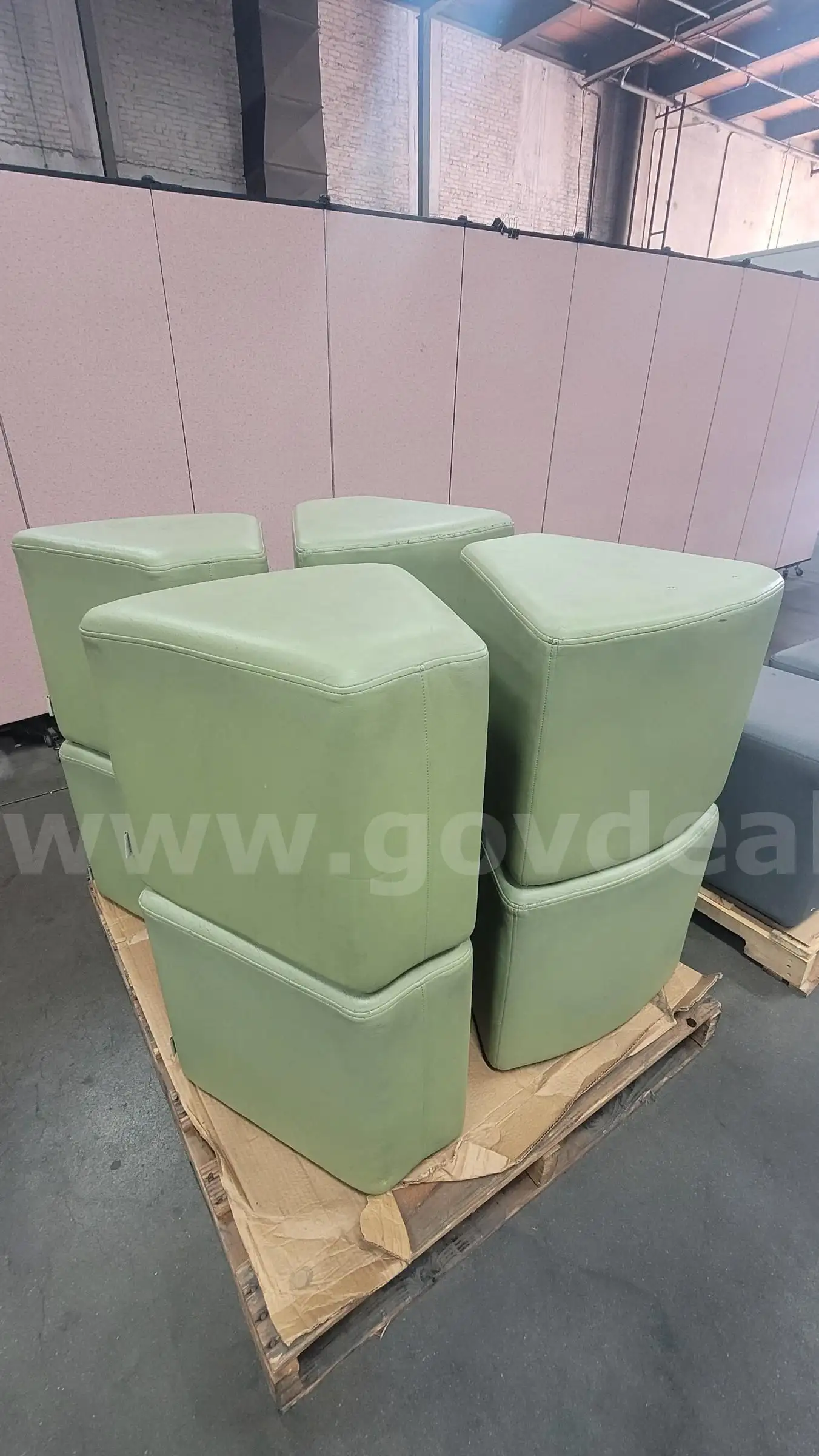 **** LEARNITURE GREEN UPHOLSTERED OTTOMANS **** (I)