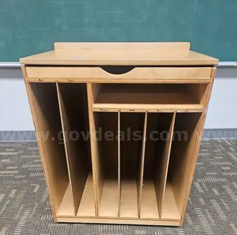 2 Mobile Wooden Classroom Big Book Storage Organizer Cart with Whiteboard & Top Storage Bin