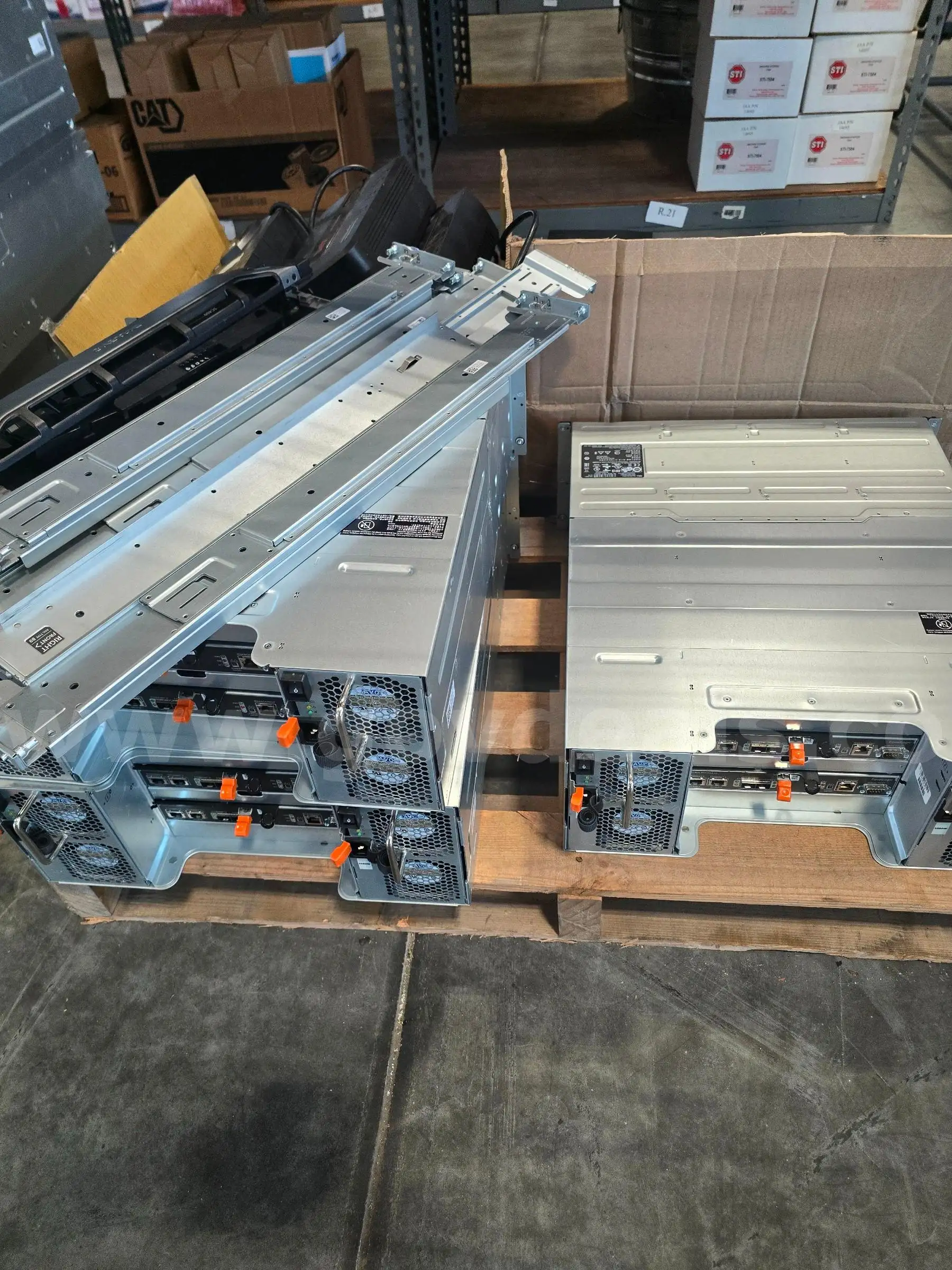 2 PALLETS SAN ARRAY AND MISC CABLES AND UPS S