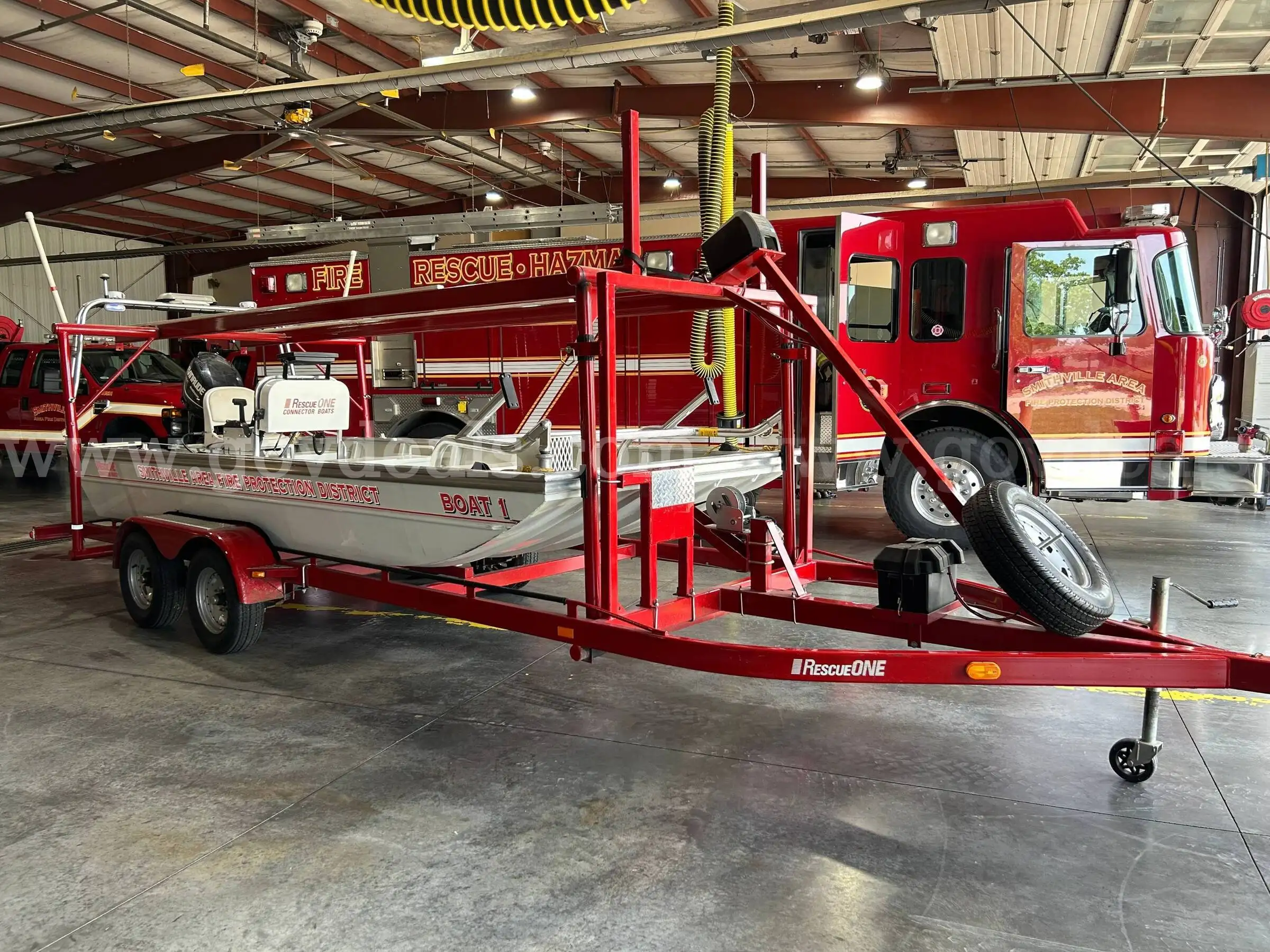 16 foot rescue boat with dive rescue platform includes fire pump and double deck trailer RESCUEOne C
