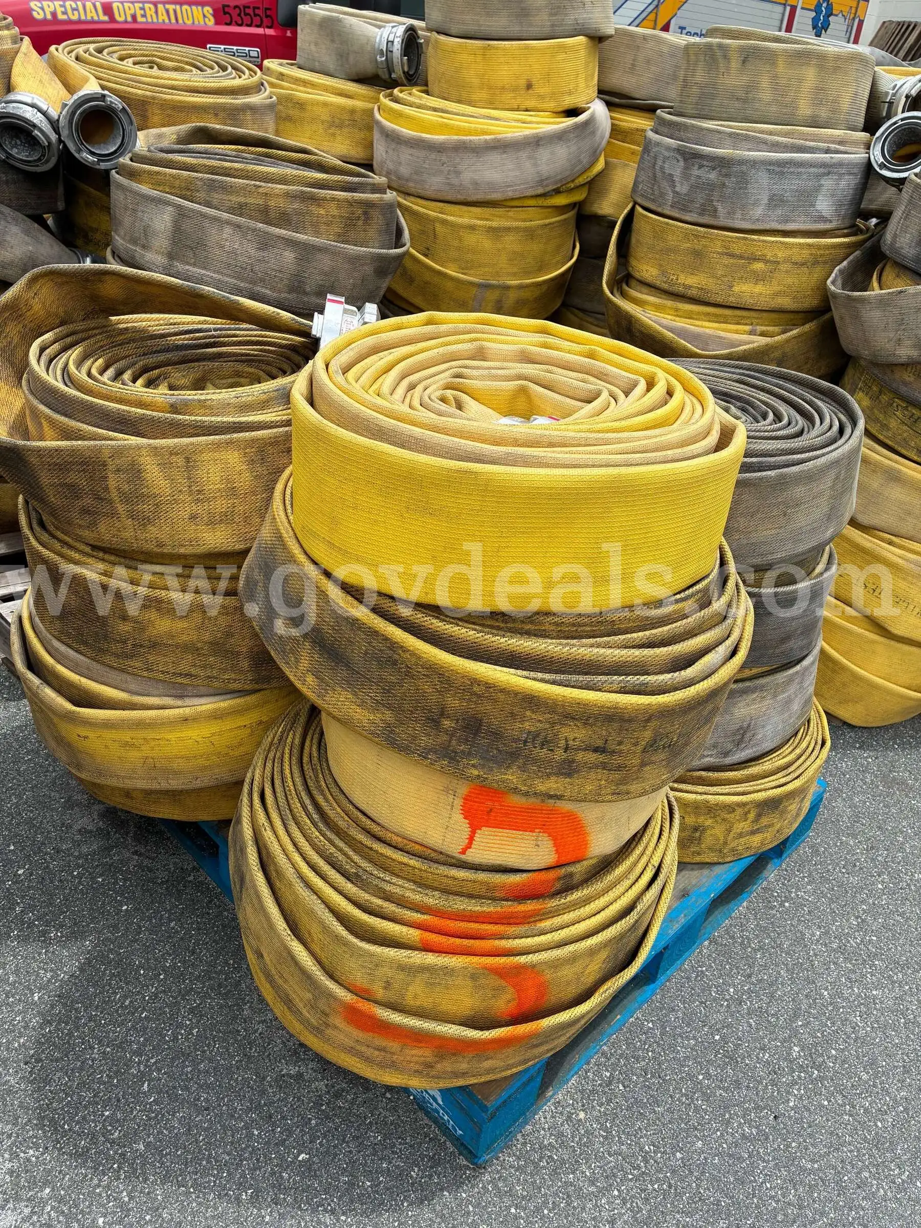 PALLET OF 4 INCH FIRE HOSE