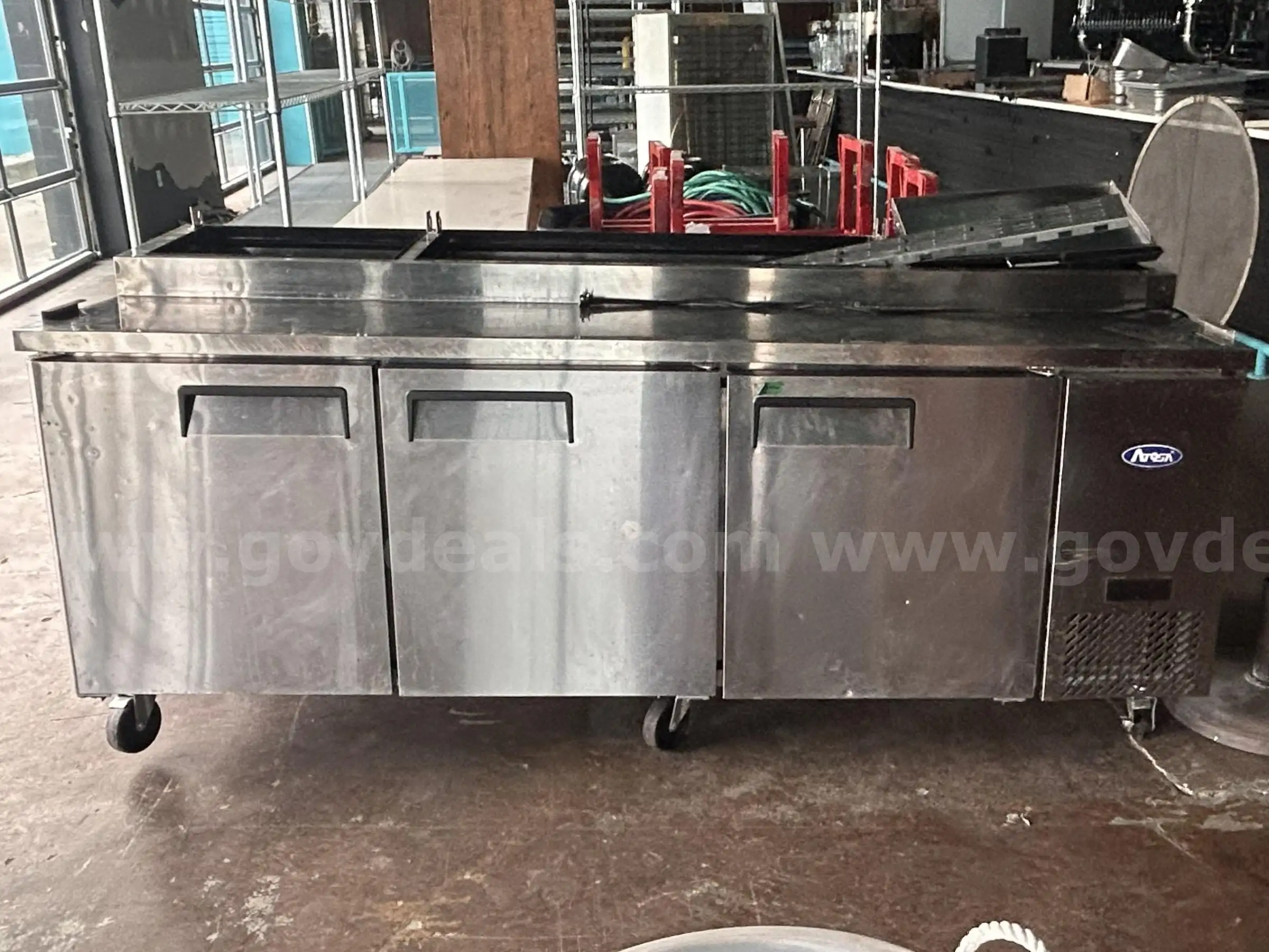 Used Stainless Steel Sandwich Station Cooler w Pans
