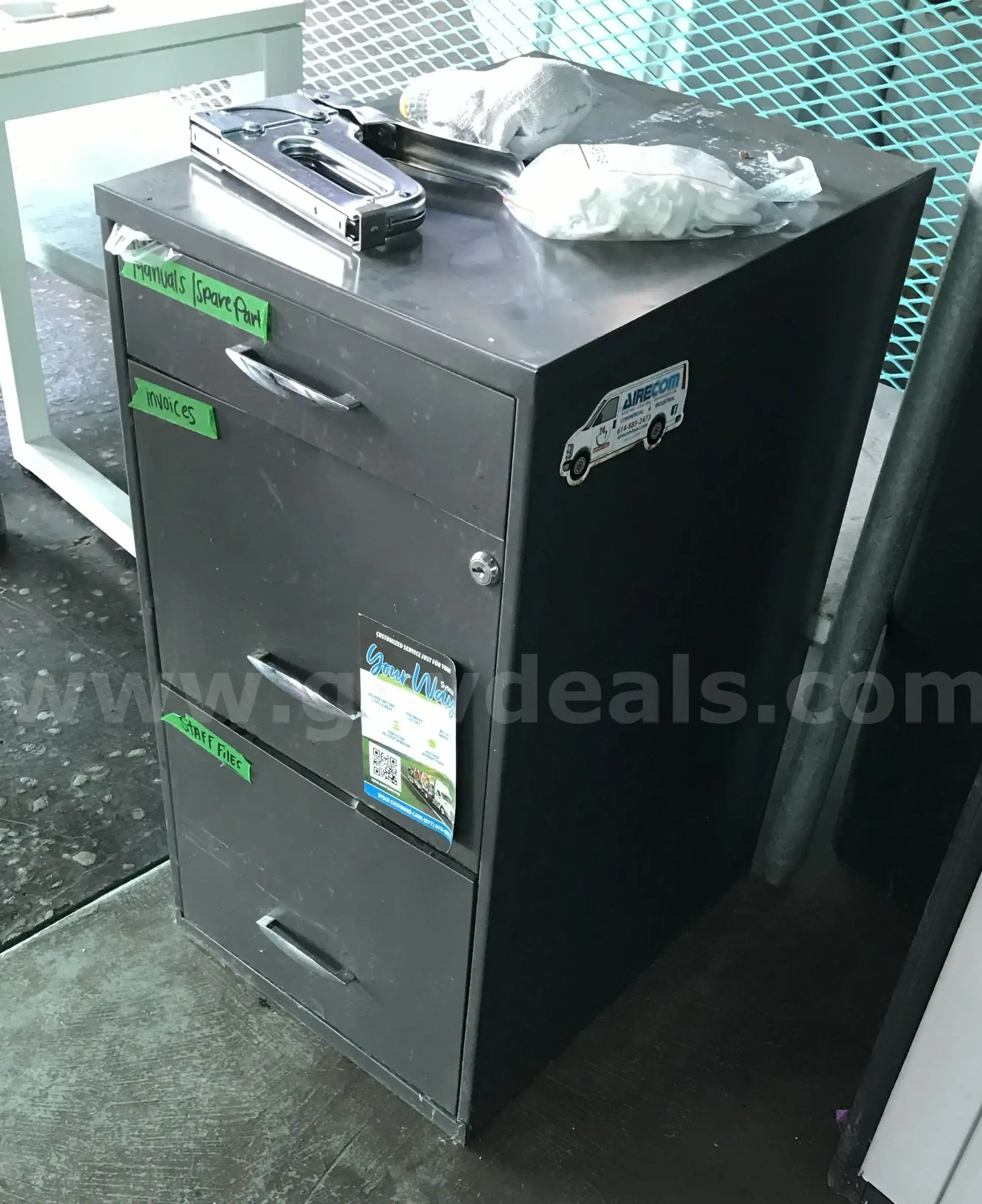 Used personal 3 drawer vertical file cabinet.