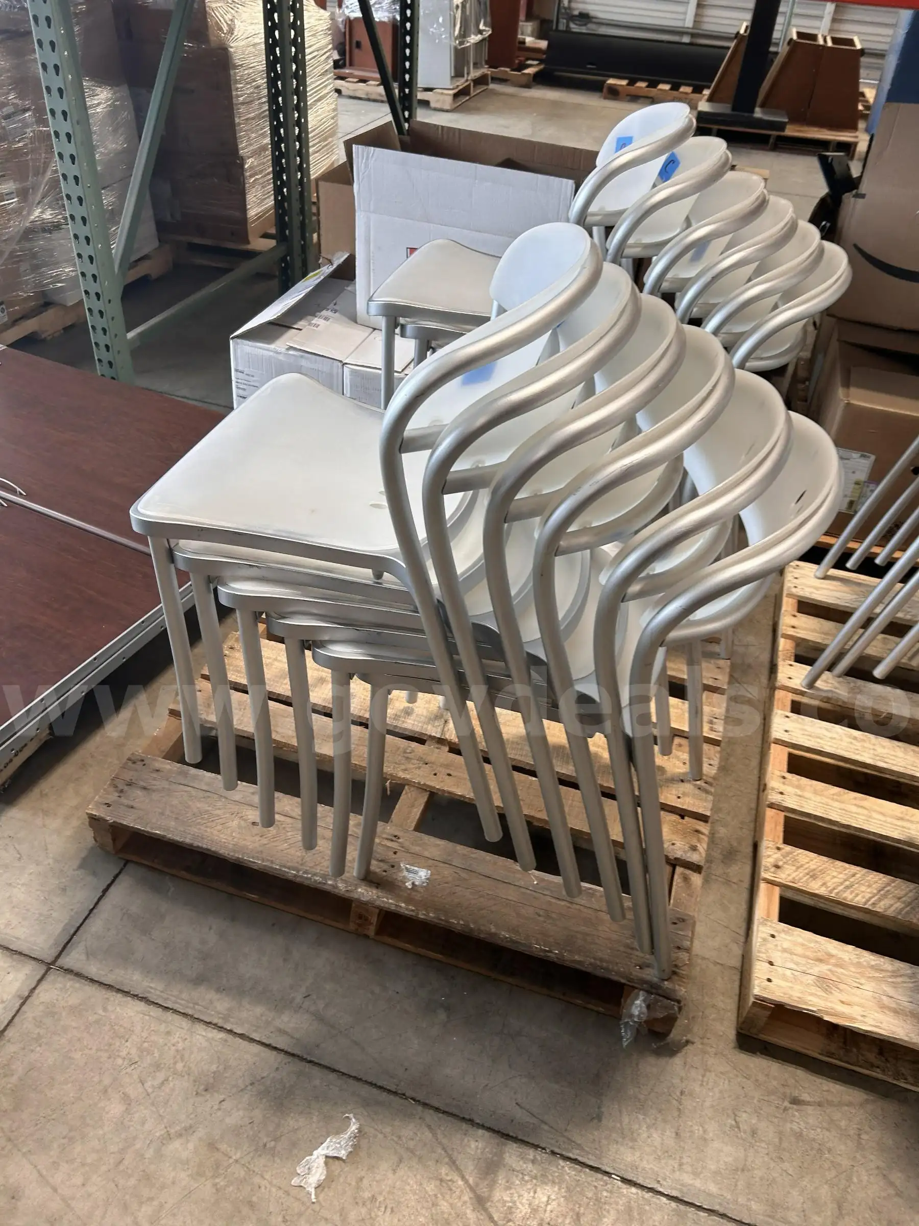12 Used Silver and Beige Chairs
