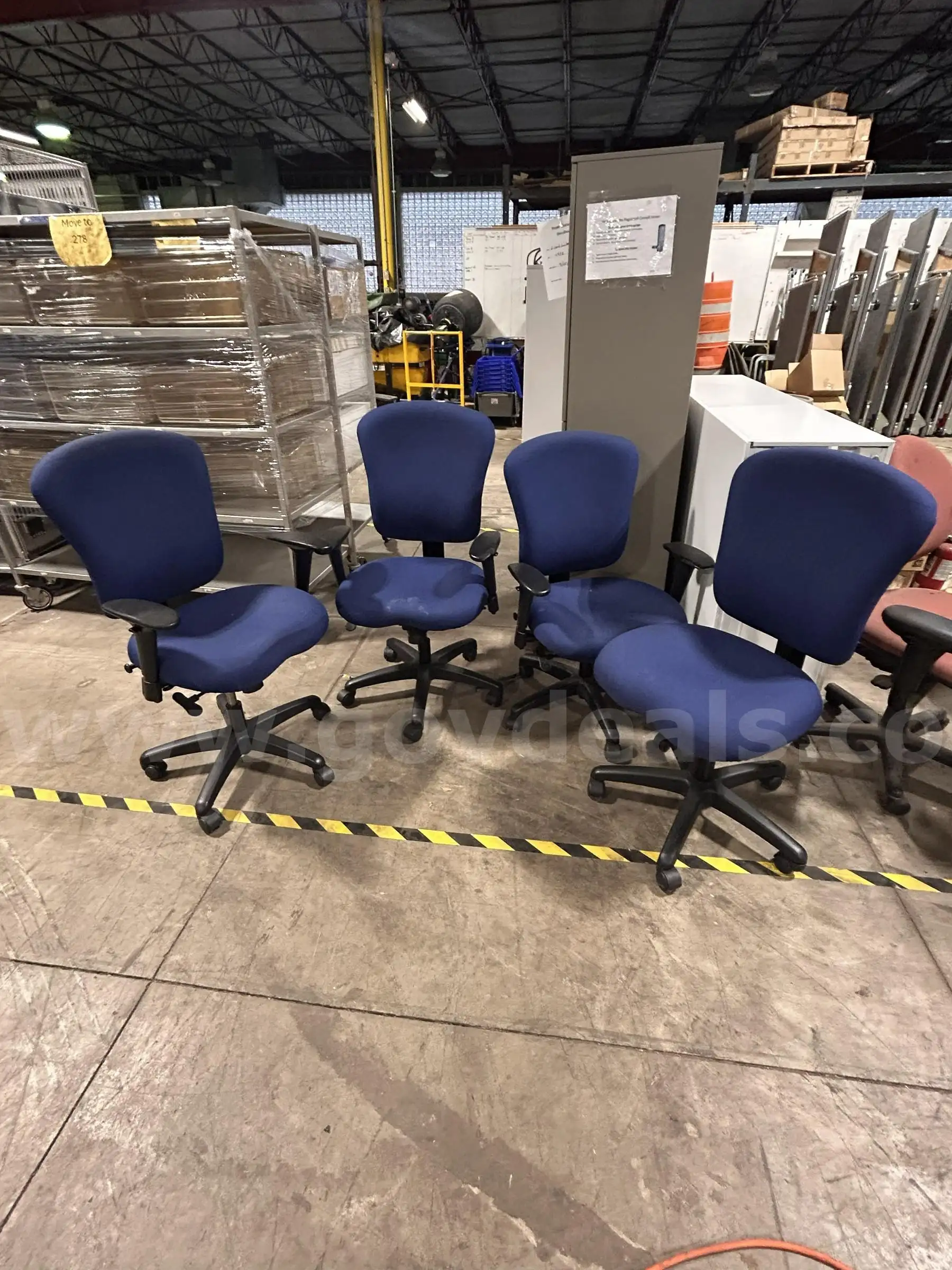 4 Used Blue Office Chairs
