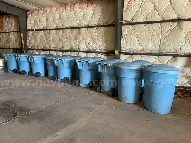 Lot of 17 Rolling Trash Bins