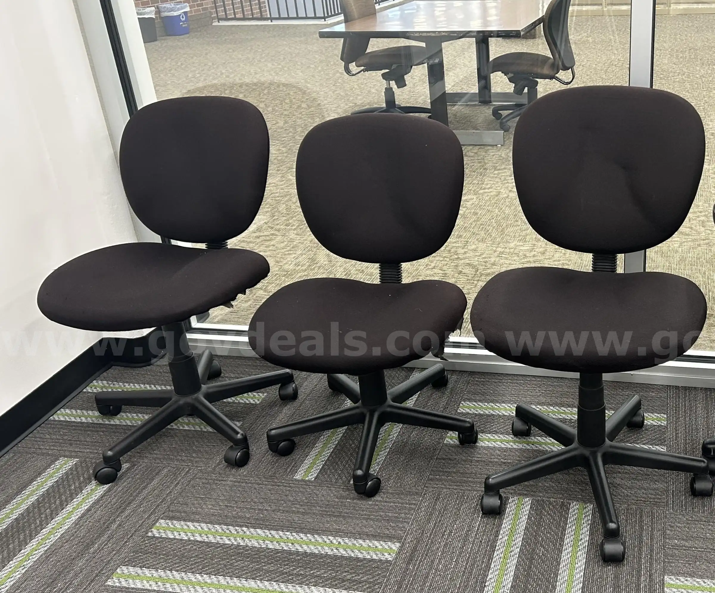 Lot of 3 black chairs w wheels