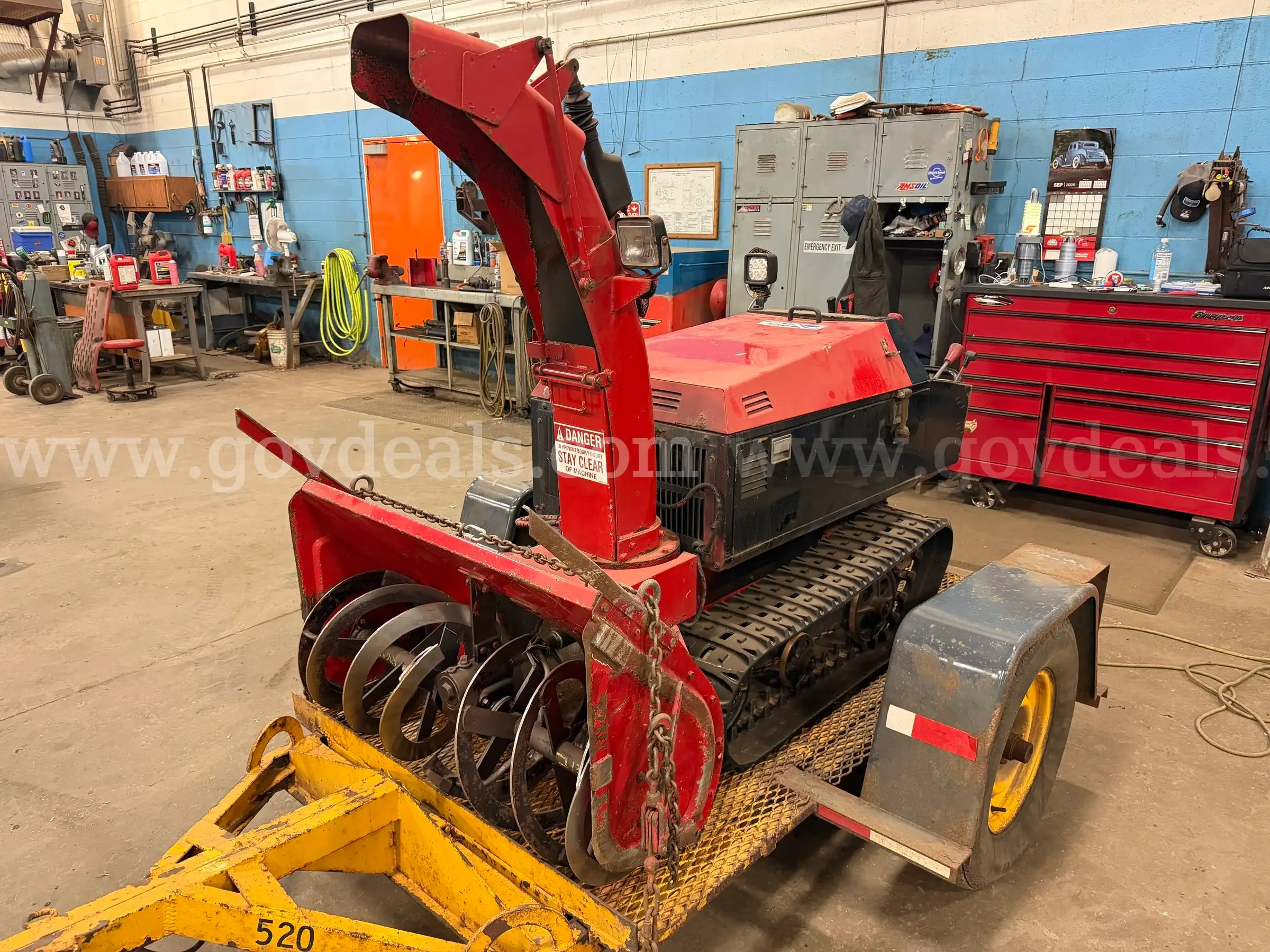 2003 Yanase Heavy-Duty Walk-Behind Tracked Snowblower and Tilt-Down Trailer