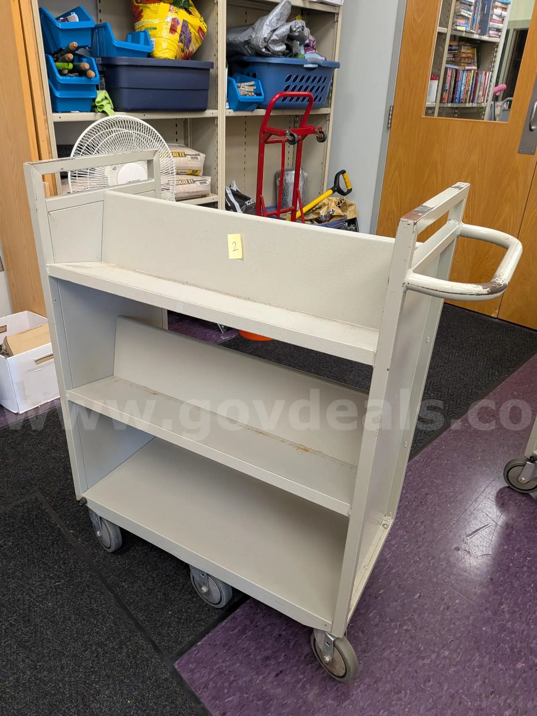 Olive Metal Rolling Book Cart (#2)