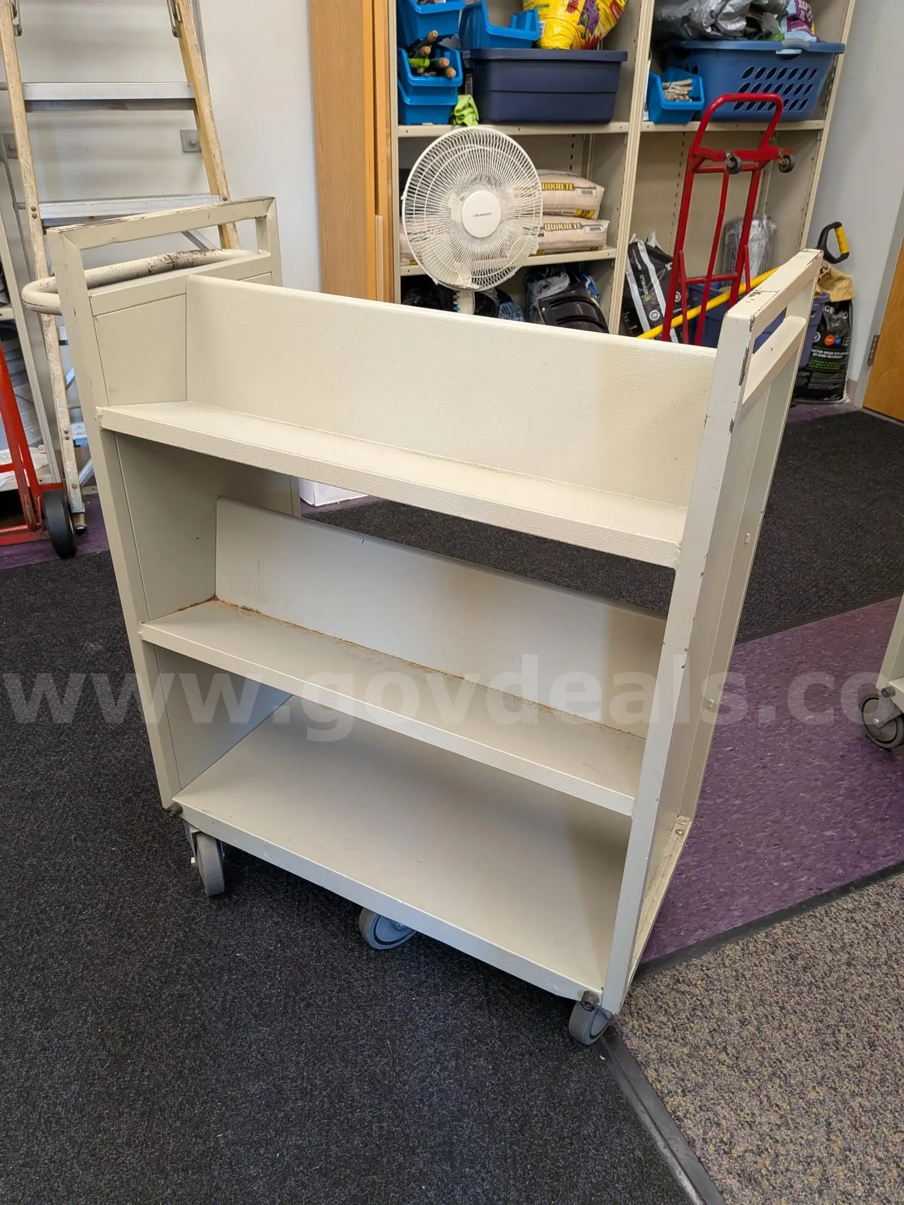 Olive Metal Rolling Book Cart (#3)
