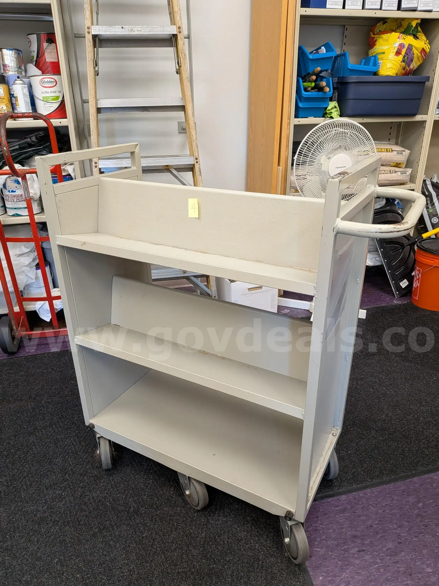 Olive Metal Rolling Book Cart (#4)