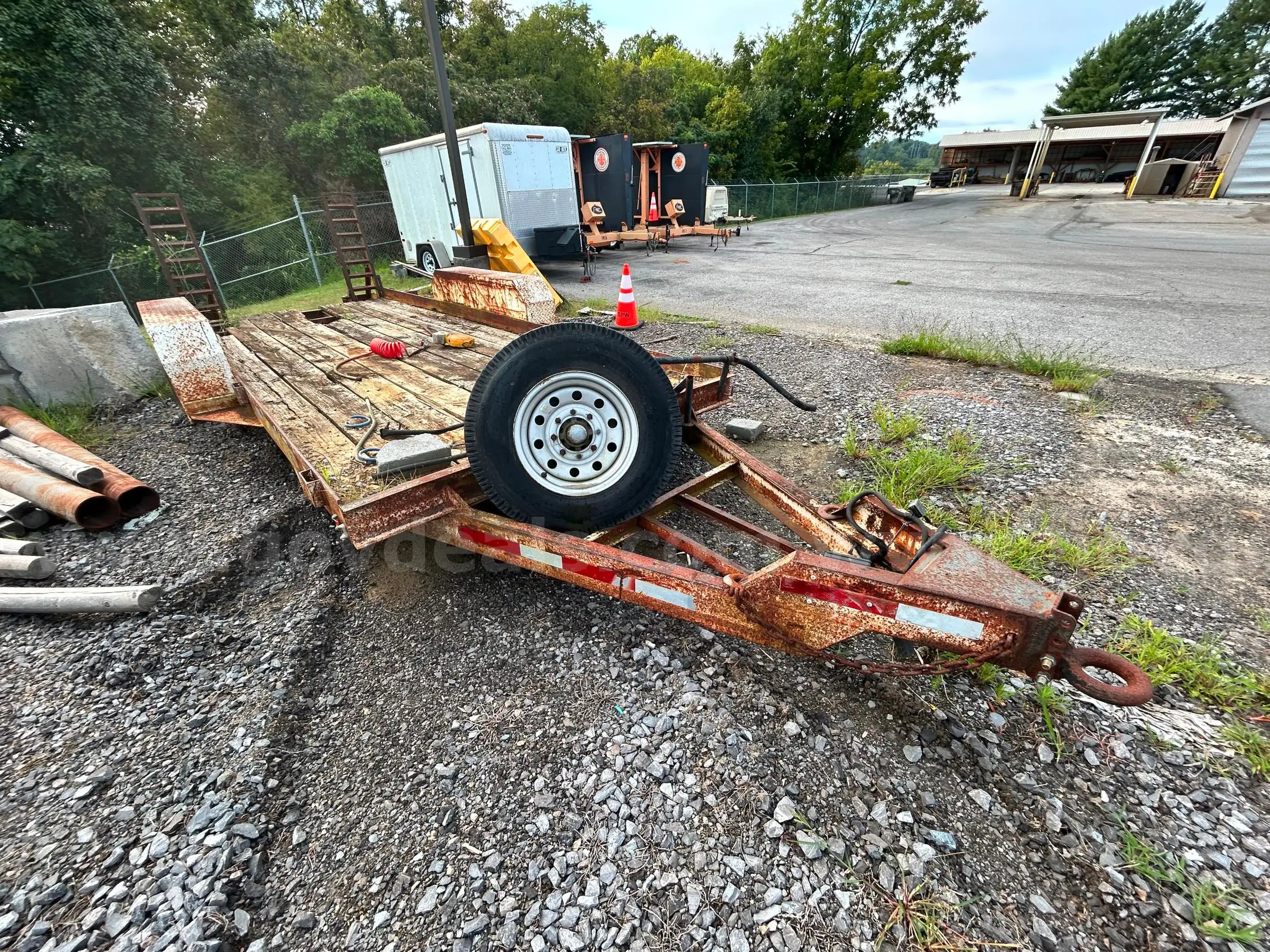 Dual-Axle Flatbed Equipment Trailer with Hopkins Break-Away System - WILL NEED TO BE HAULED OFF