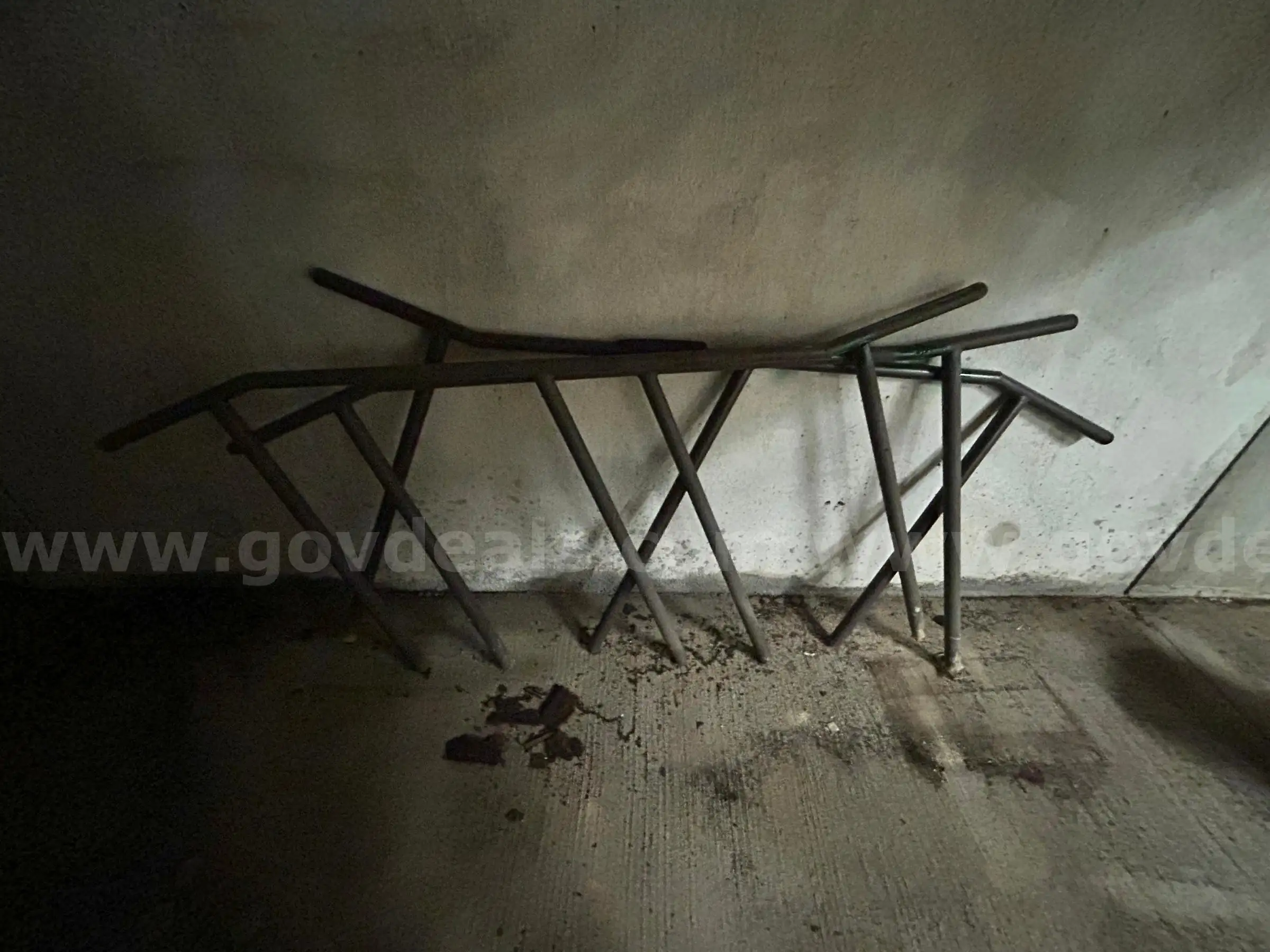 1 Lot of (3) Dark Grey Tubular Metal Cross-Braced Railing Sections