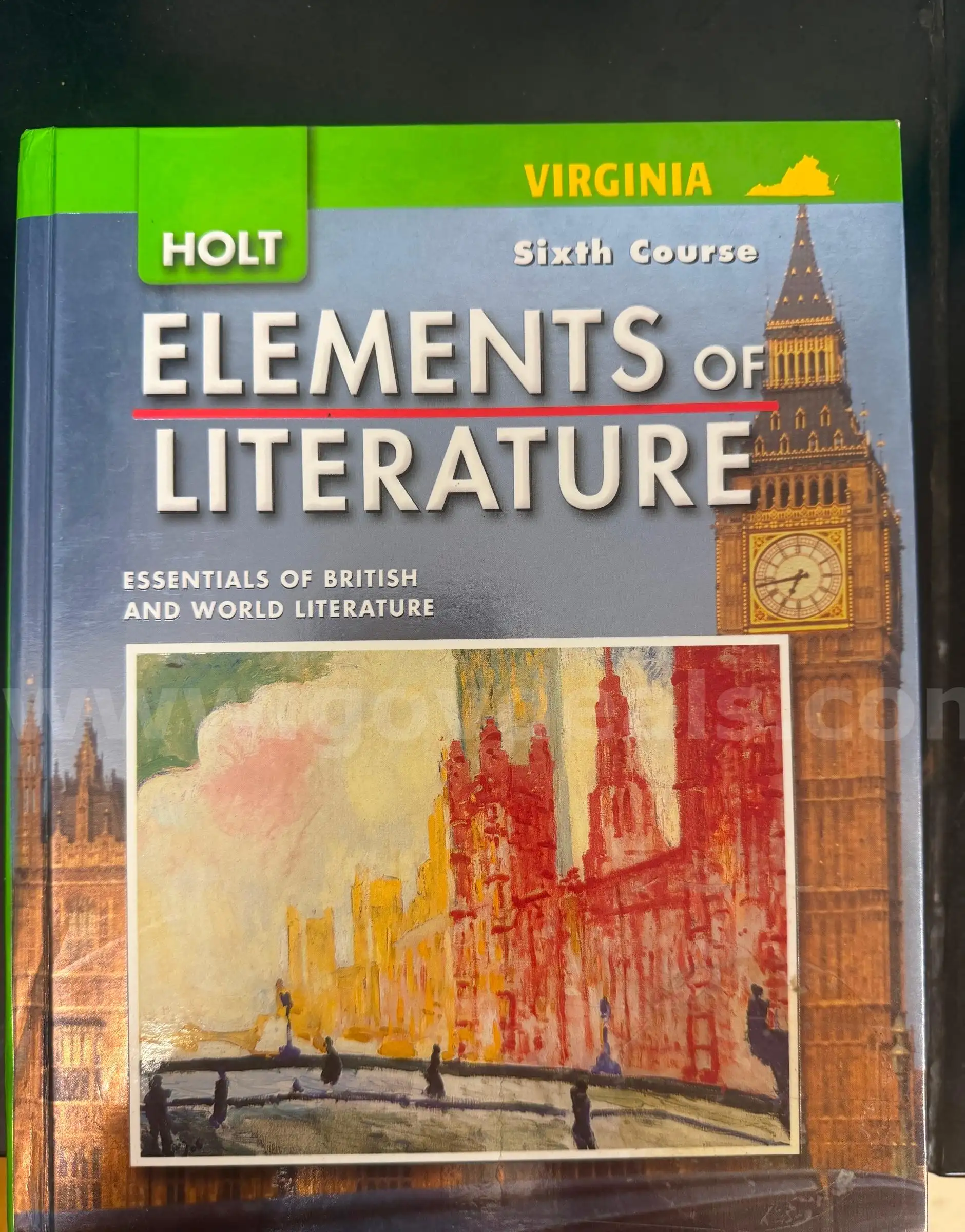 Holt Elements of literature textbook and workbook - 6th course (green)