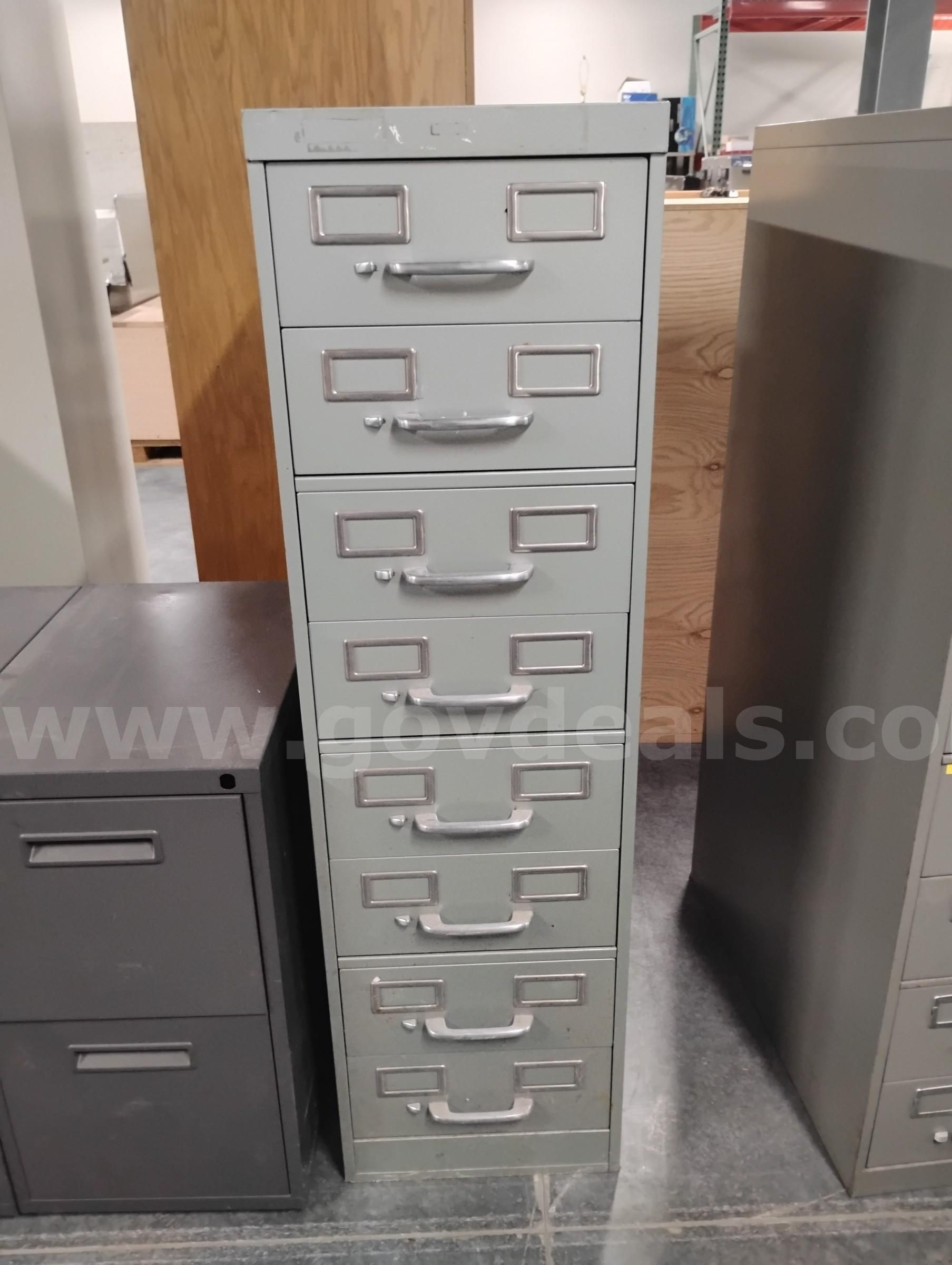 8 Drawer Metal Filing Cabinet-Divided Drawers