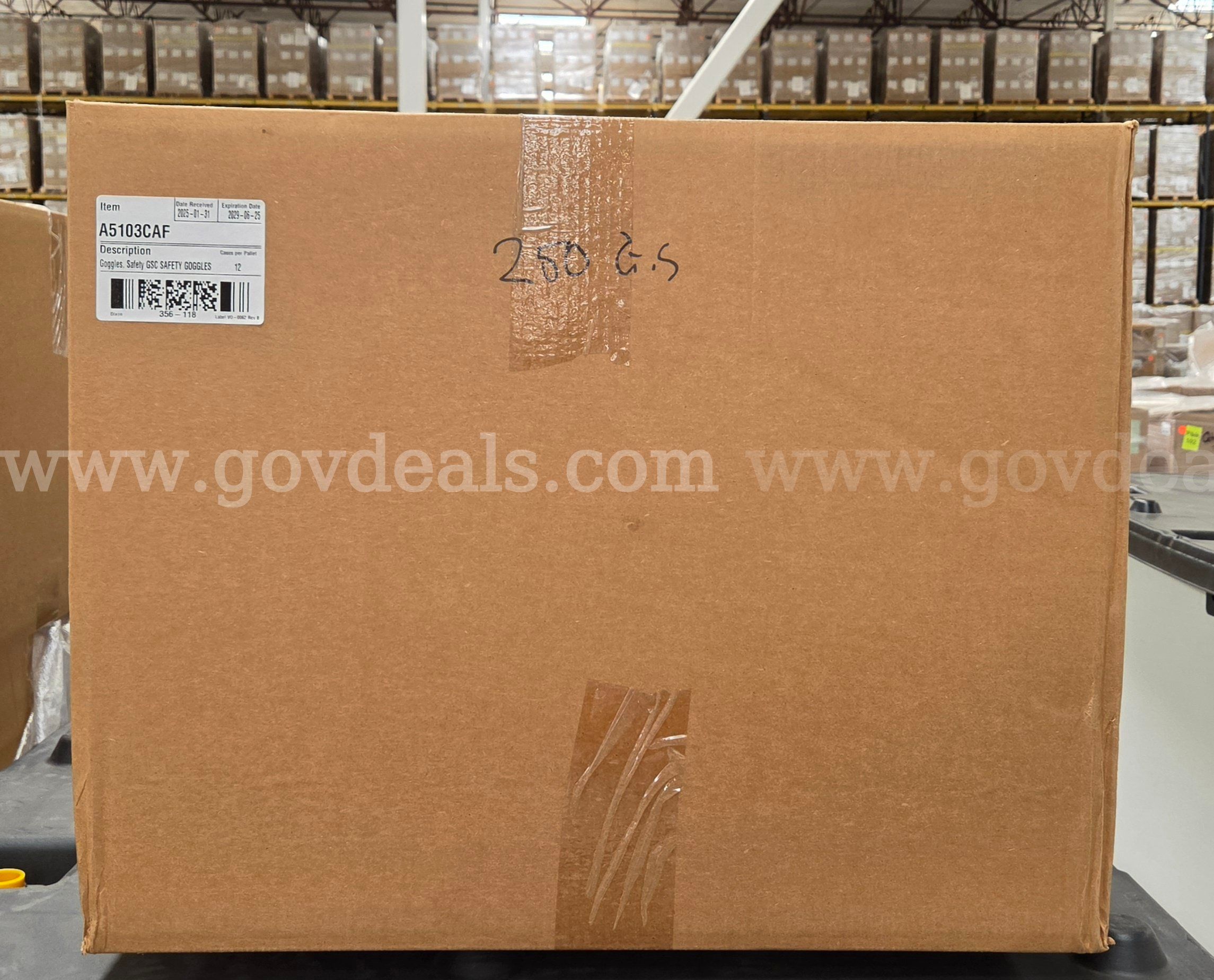Case of Safety Goggles GSC Light Green Frame Clear Lens Anti-Fog