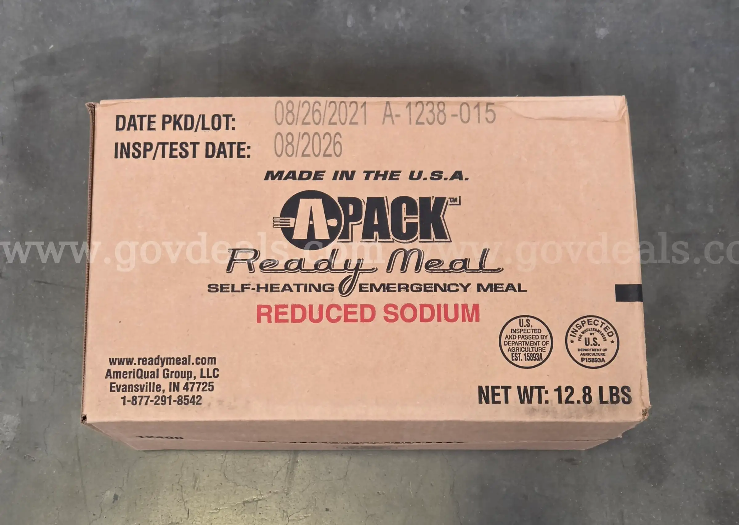 48 Cases of 12 A-PACK Ready Meal Self-Heating Emergency Meals (Reduced Sodium) Expired
