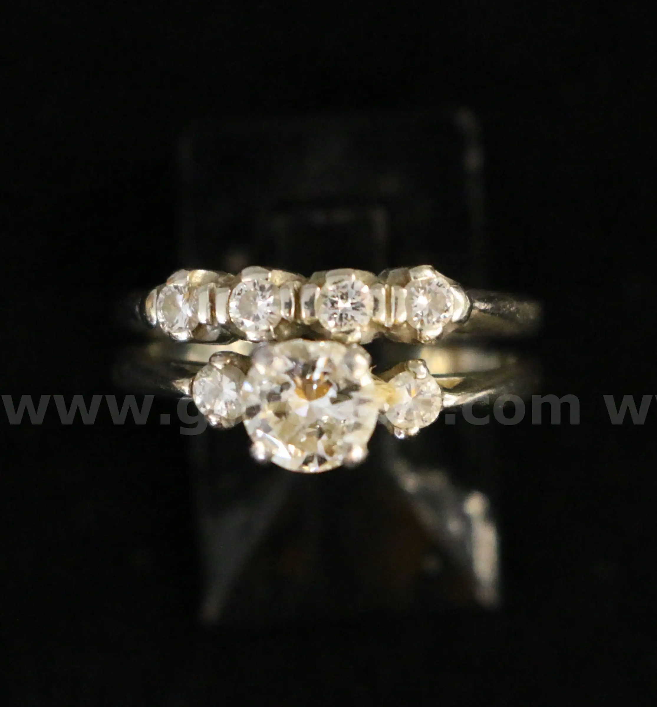 14K White Gold 2 Piece Engagement Ring 4.2 Grams