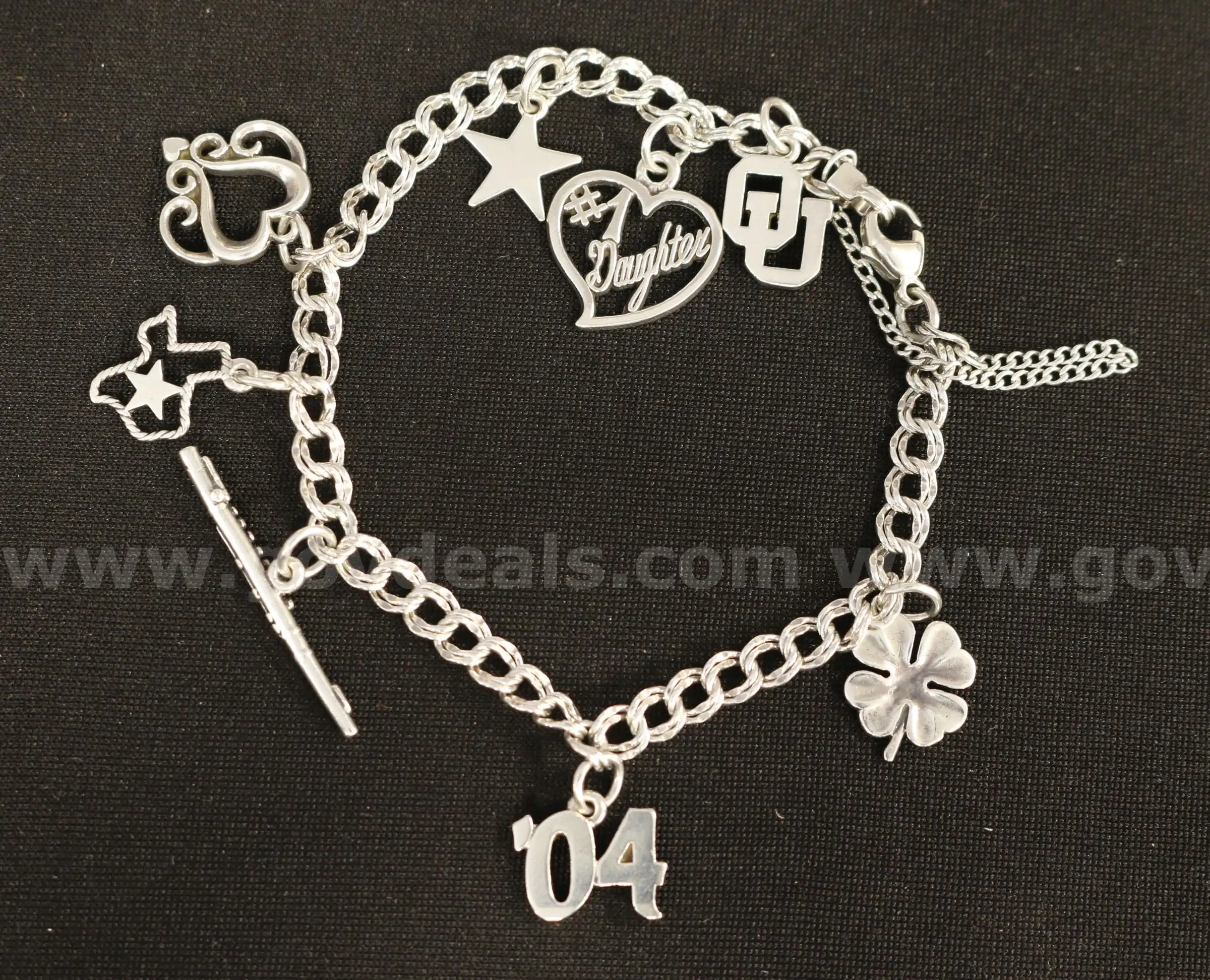 James Avery Sterling Silver Double Curb Bracelet W 8 Charms 16.4 Grams