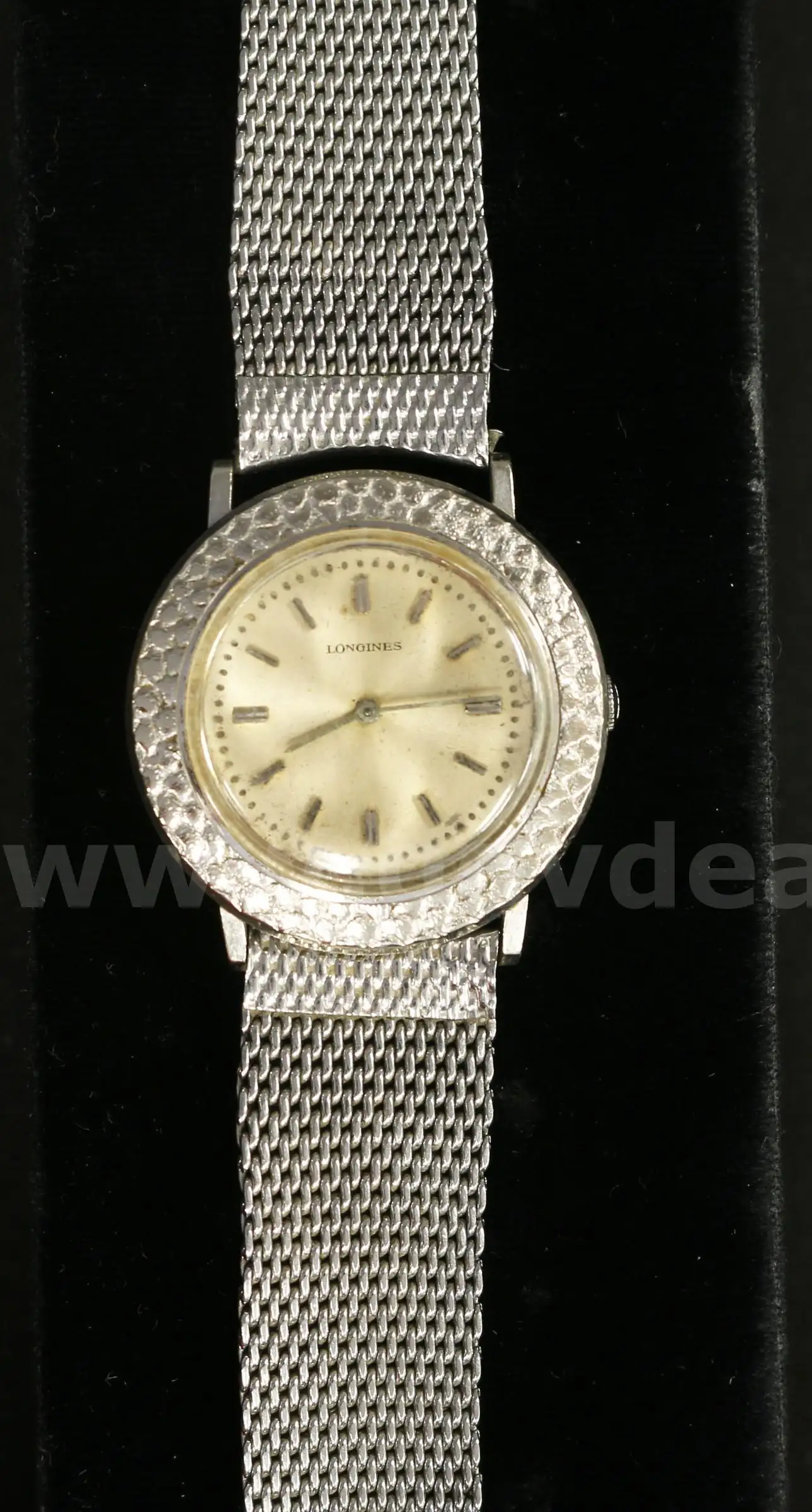 Vintage Longines 17 Jewel Watch 14K W G Case & Back Stainless Steel Mesh Band