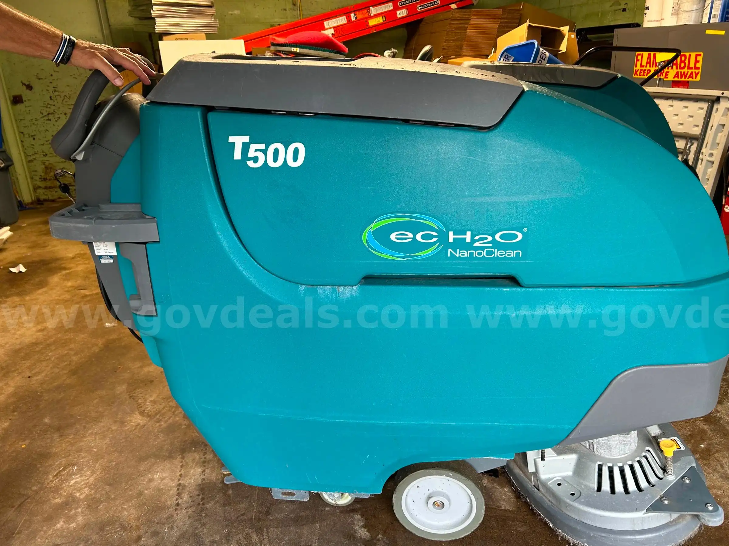(1) Tennant T500 Walk Behind Floor Scrubber
