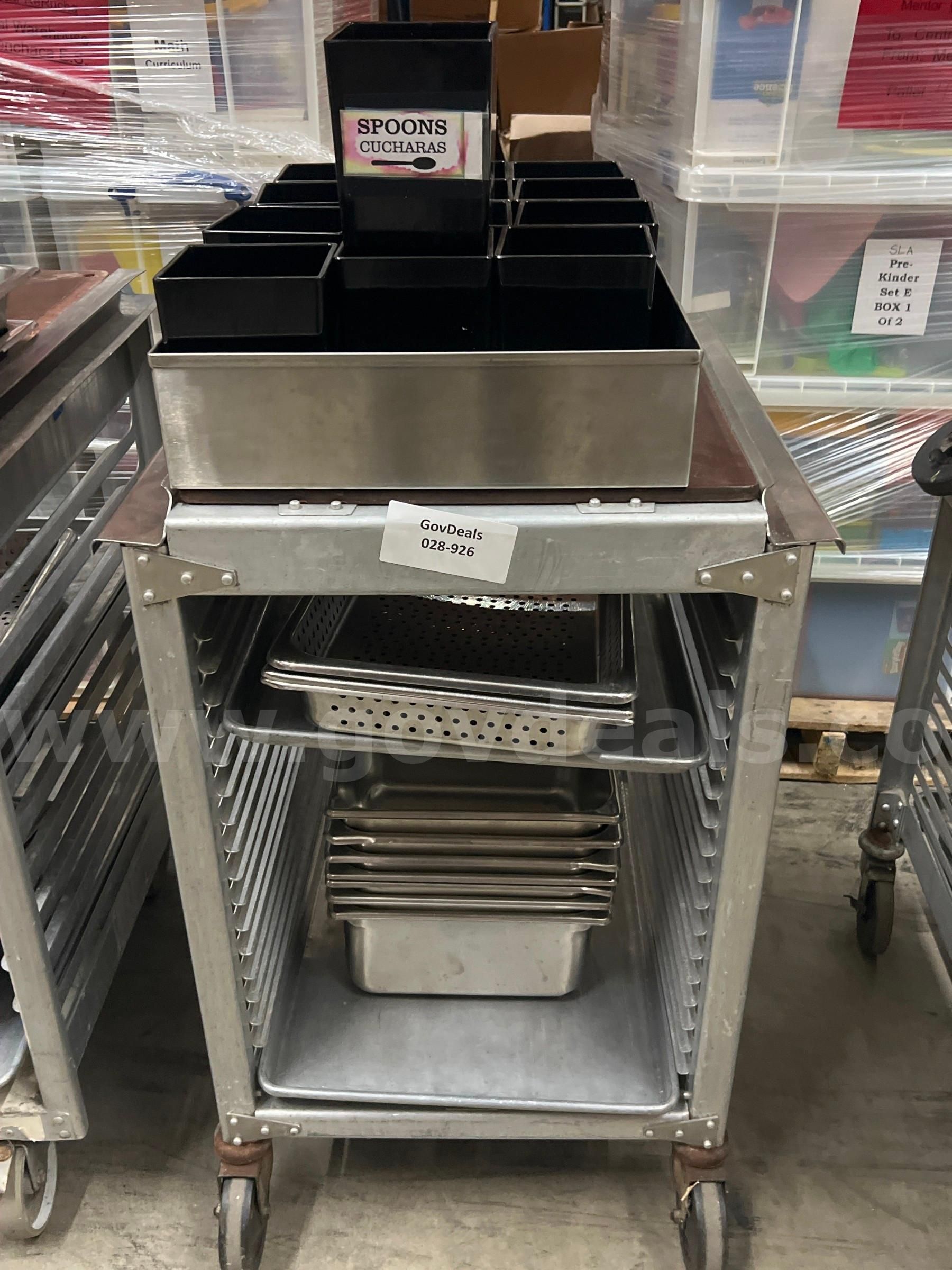 Tray cart hotel pans cutlery containers organizers