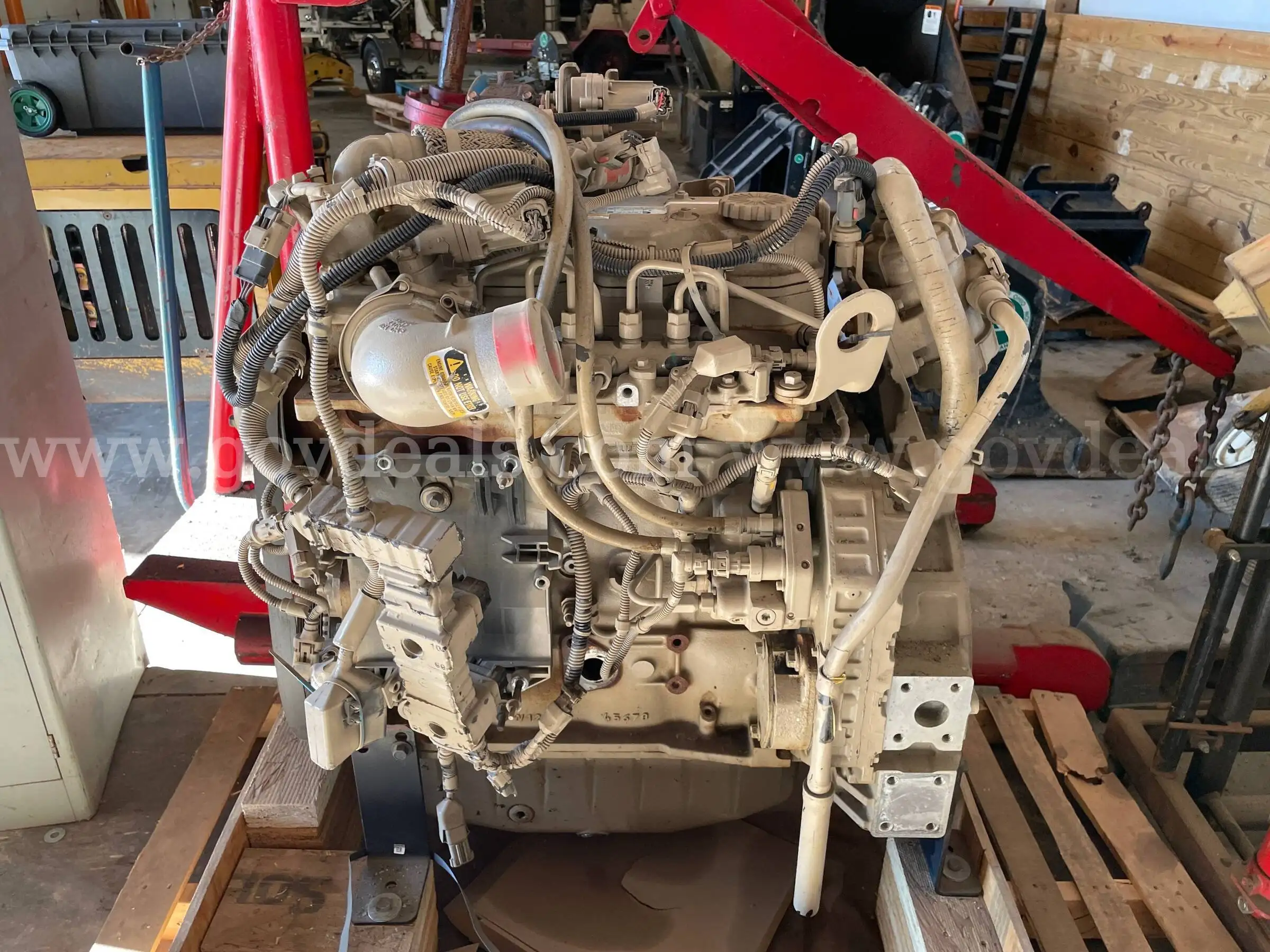 Lot of a Cummins QSB4.5 130 Diesel Engine and an Engine Hoist