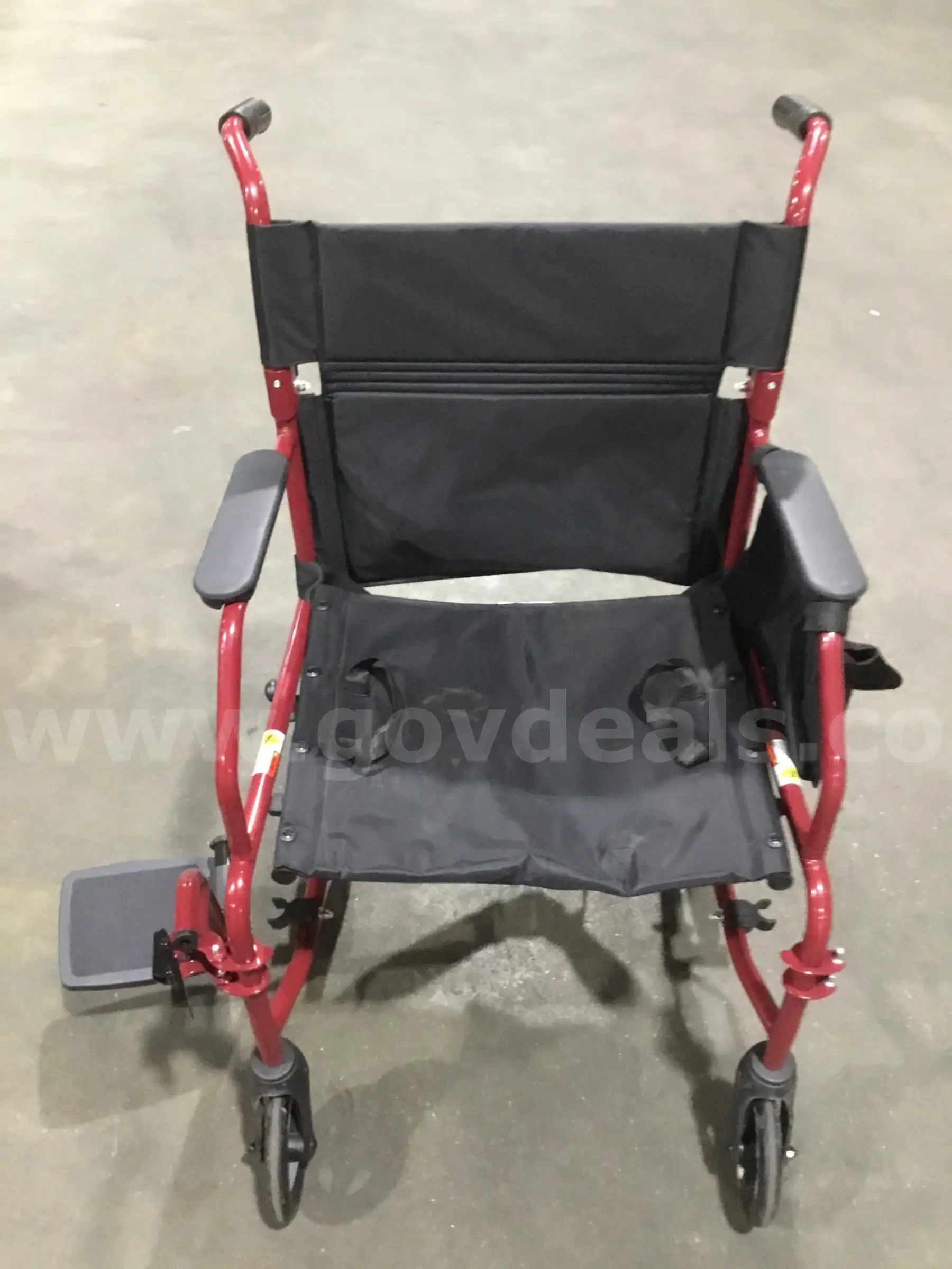 Black & dark red medical transport wheelchair “DH”