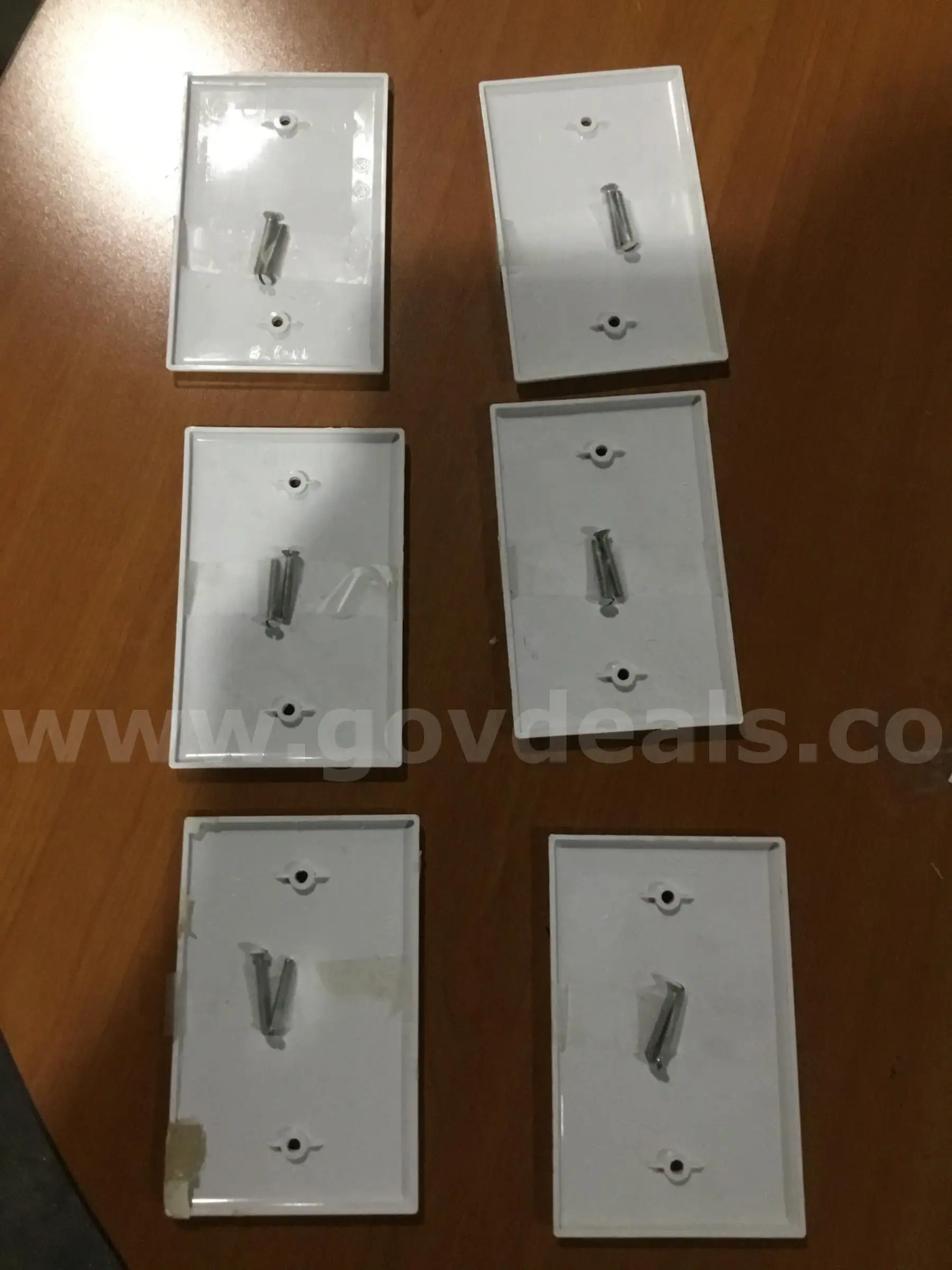 Six white 5 x 3 plastic covers (COMES WITH TWO SCREWS) “DH”