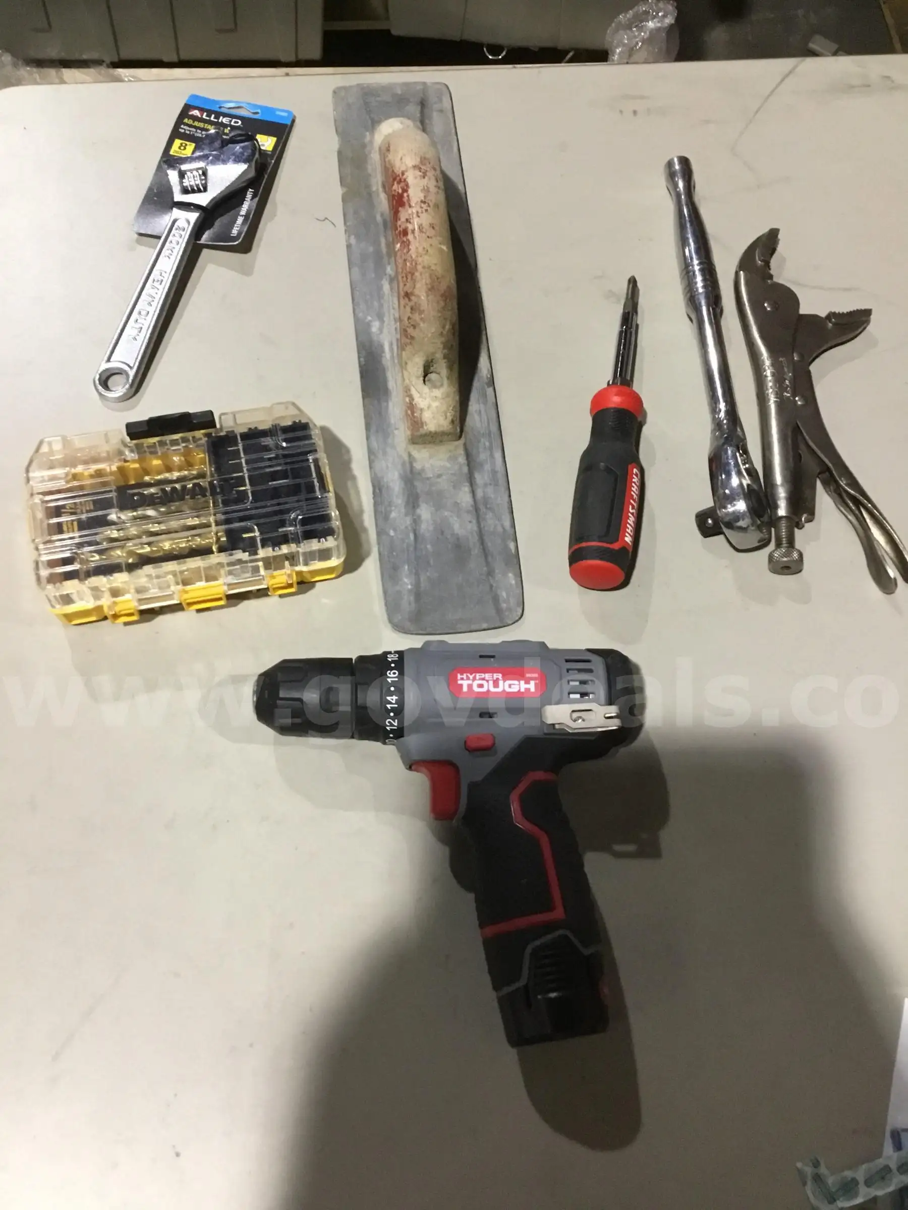 Lot of tools-dark gray red & black cordless drill driver (IT TURNS ON) DH