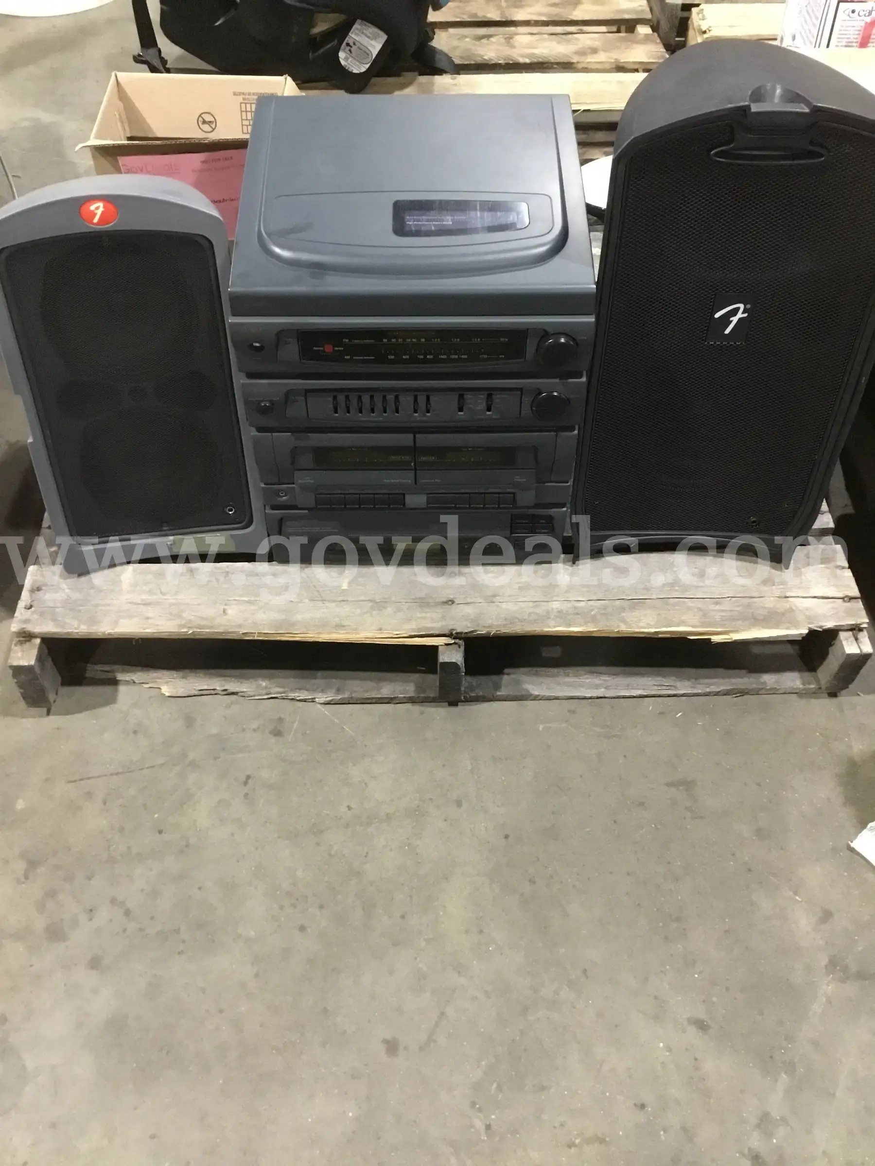 16 x 14 black turntable sound system with two sound speakers (NO OTHER ACCESSORIES INCLUDED) DH