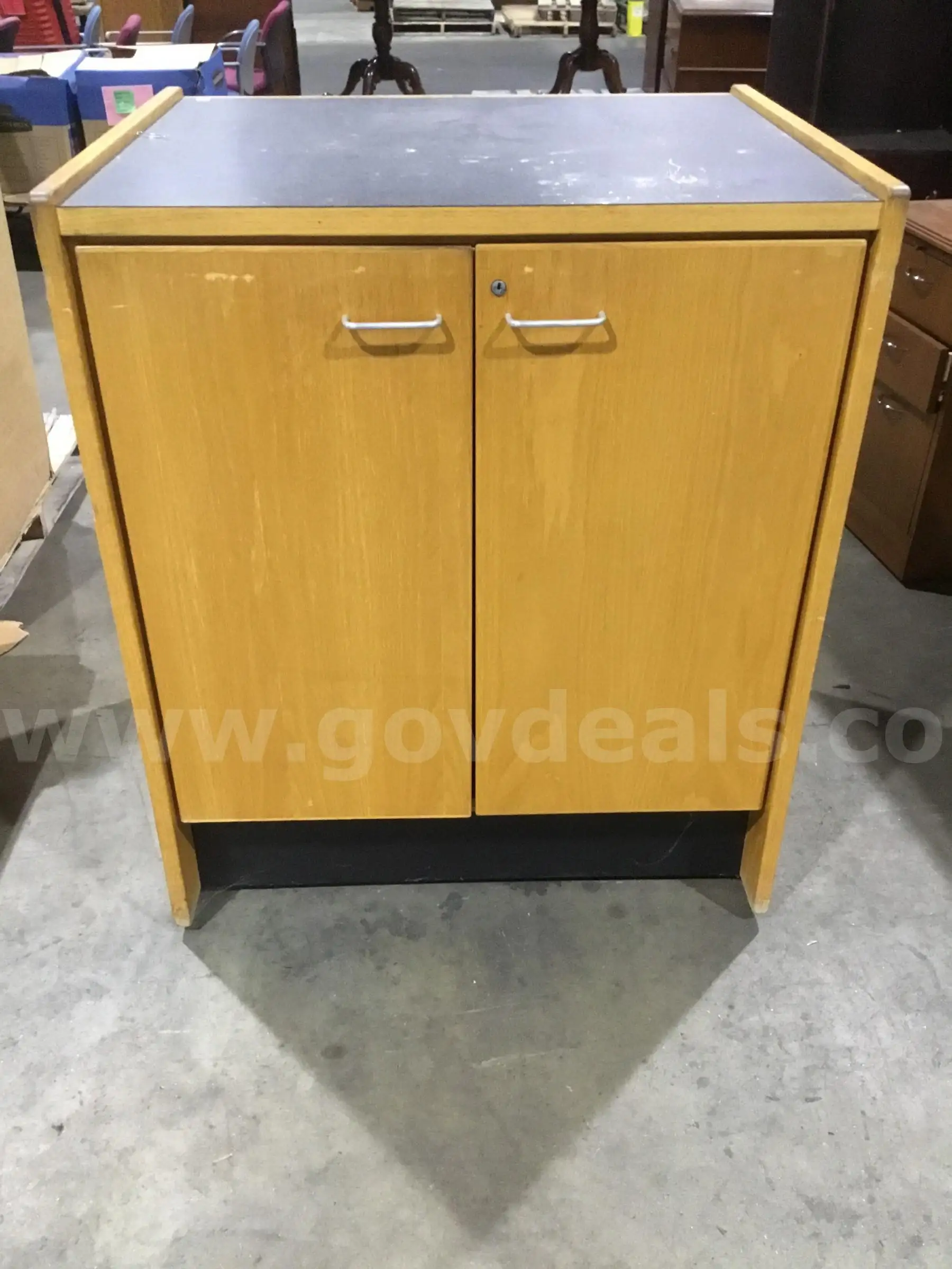 36 (LENGTH) x 30 (WIDTH) x 42 (HEIGHT) light oak double door book storage (NO KEY LOCKS INCLUDED) DH