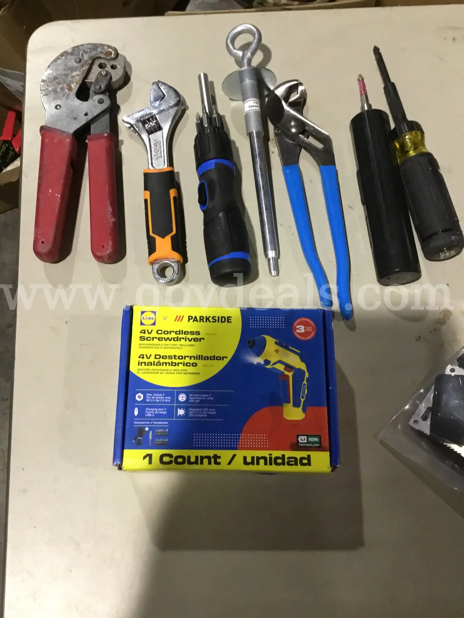 Lot of items-yellow & blue cordless screwdriver (IT TURNS ON) DH