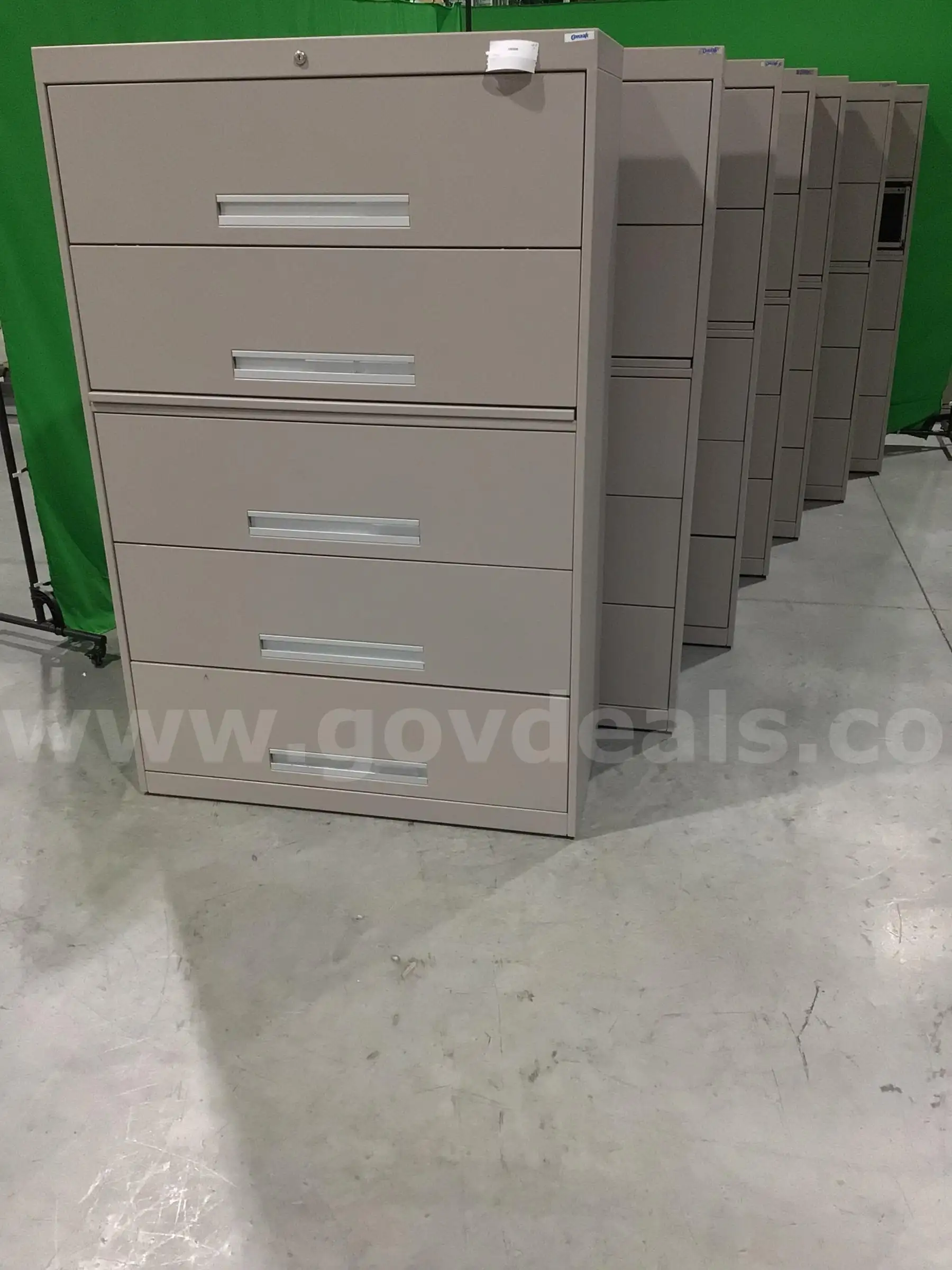 Lot of (7) Five-Drawer Lateral File Cabinets