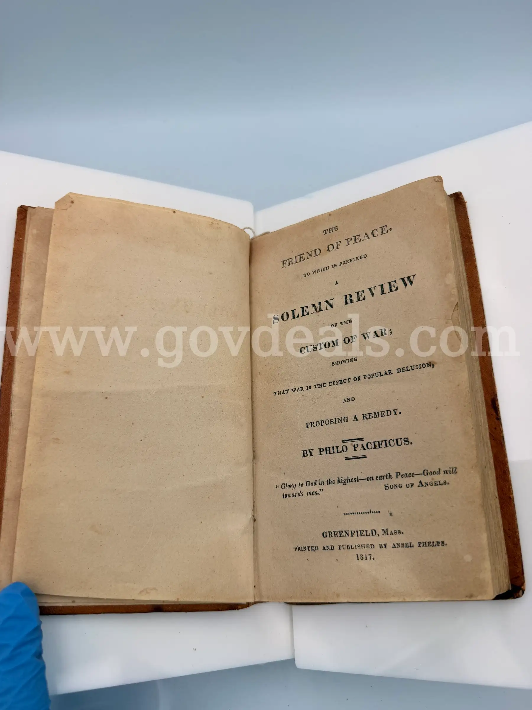 Rare Books The Friend of Peace Worcester Noah Pub. 1817