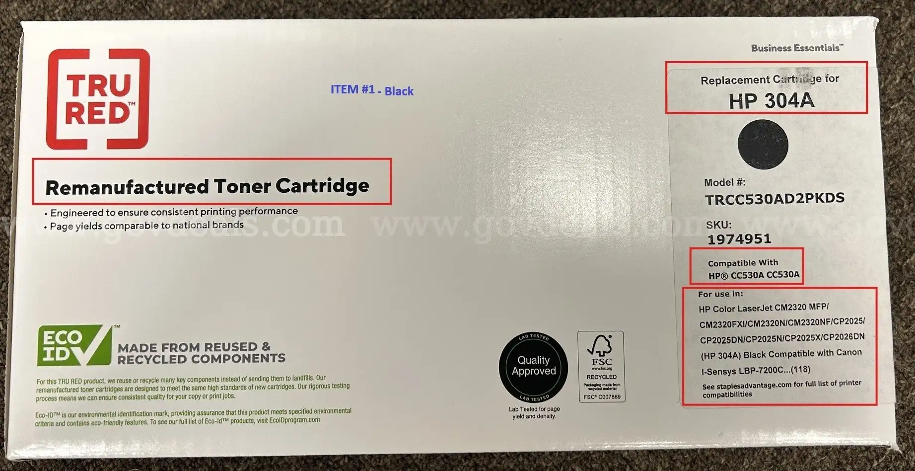 Lot of (6) Various Toner Cartridges