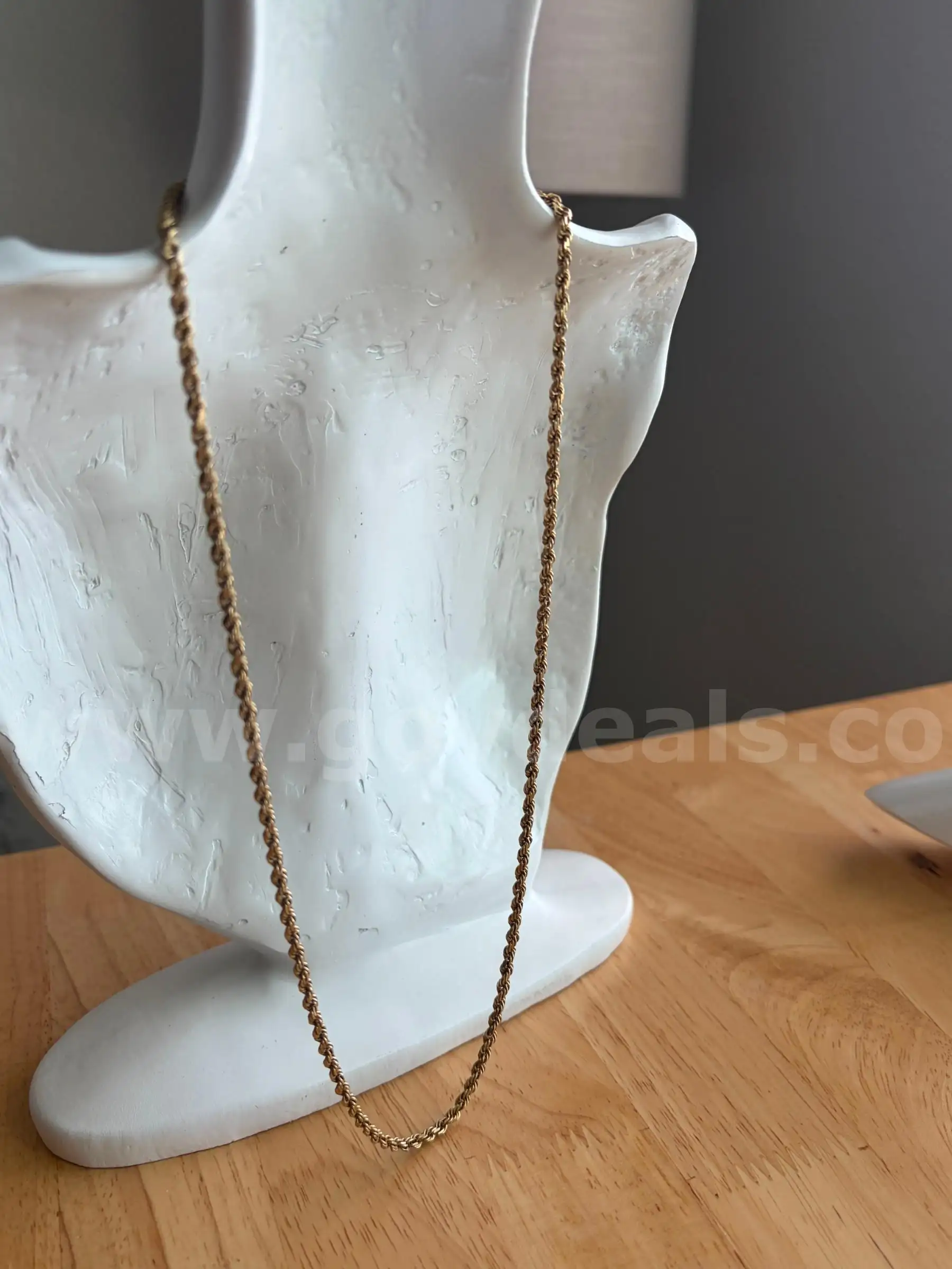 TiDDRs 14K Gold 20 2.5mm Rope Chain Necklace --14.55 g of gold -- Authenticated by Jeweler