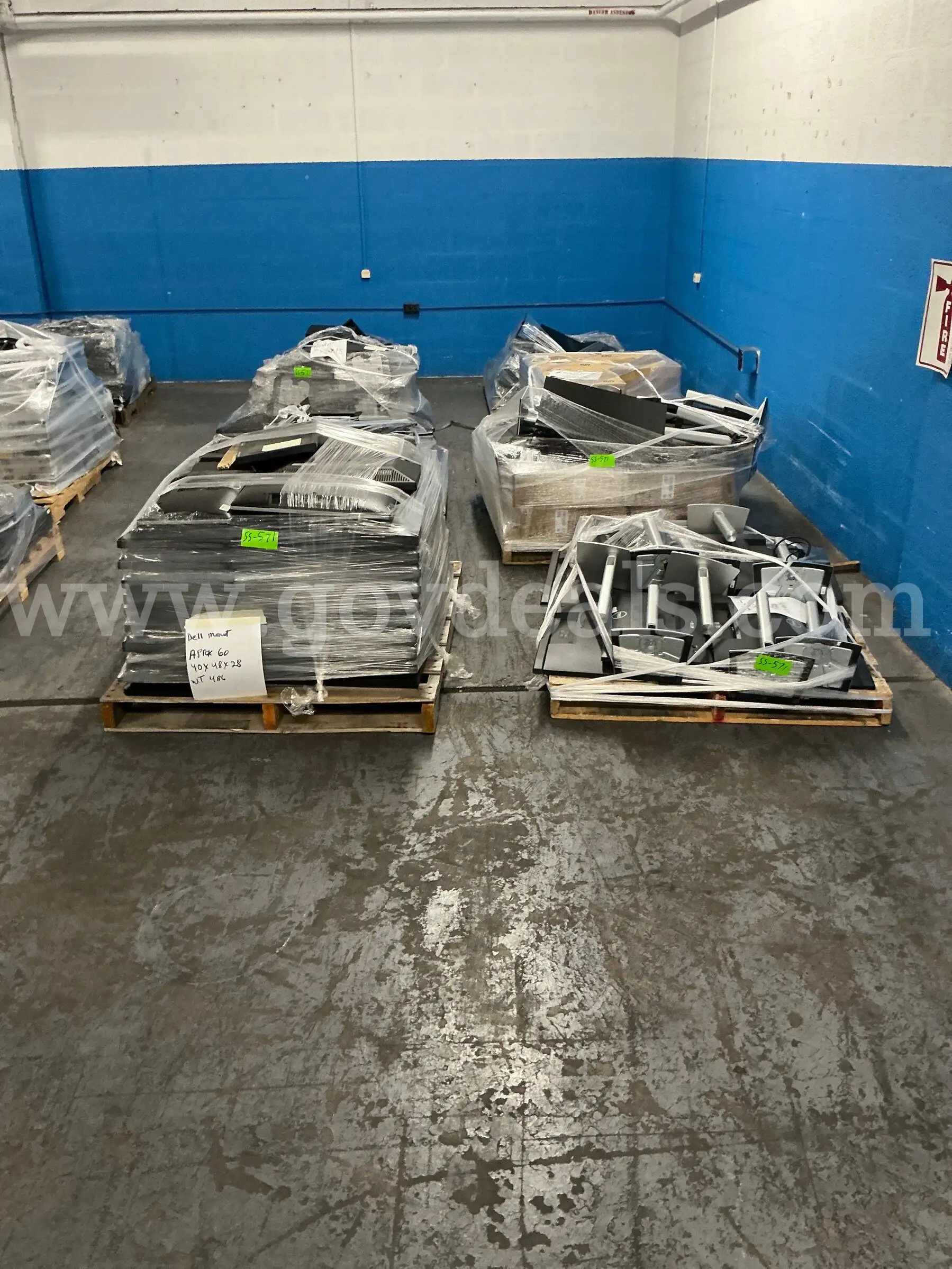 7 pallets of mixed monitors 1 pallet of stands approximately 153 units (PICKUP ONLY)