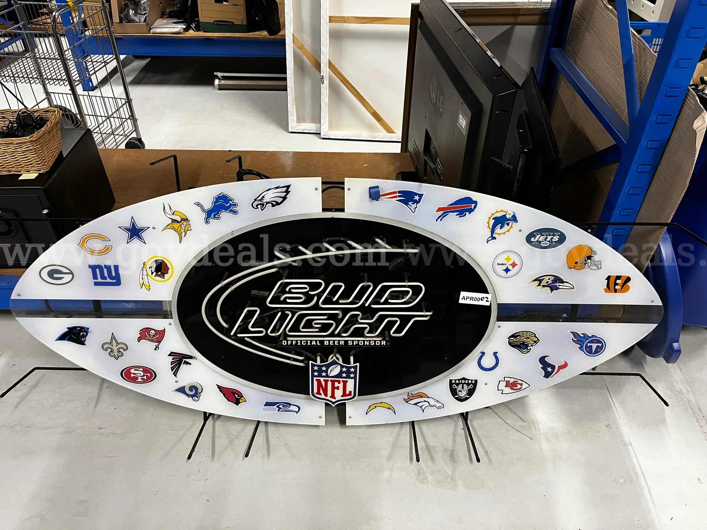 Bud Light NFL Neon Sign w Team Logos - NON-OPERATIONAL