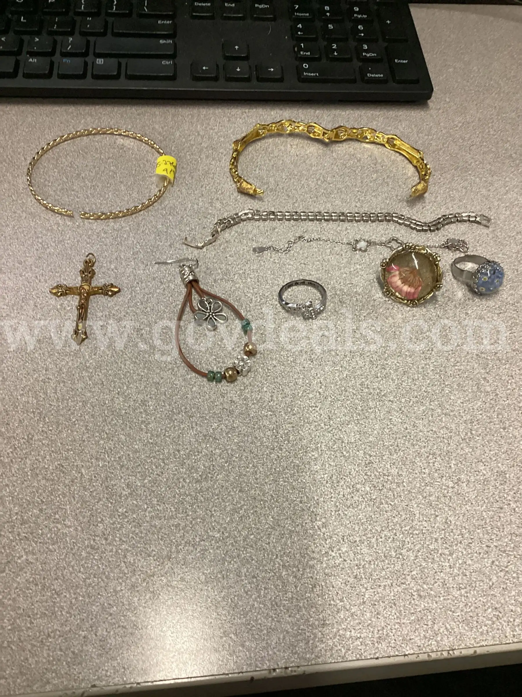 Assorted Costume Jewelry Lot Rings Bracelets Pendant & Earrings (8 Pieces)