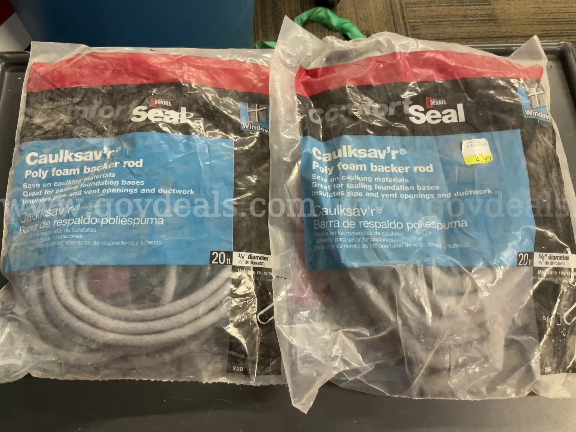 2 Pack W.J. Dennis Caulksav r Poly Foam Backer Rod 20 ft x 3 8 & 20 ft x 5 8