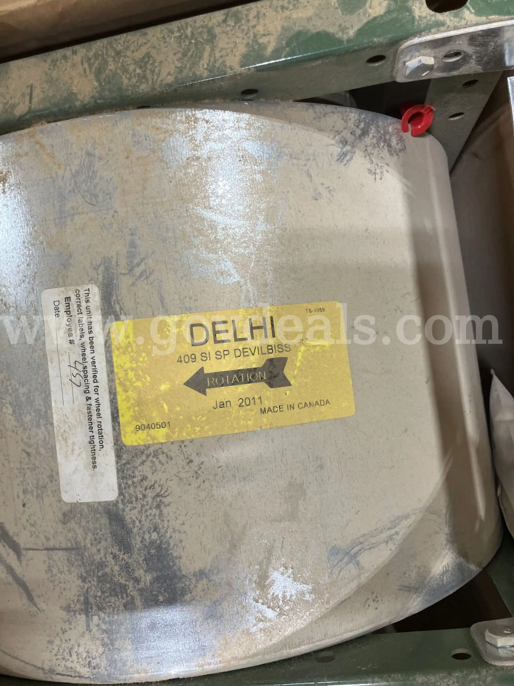 Global Finishing Solutions Delhi Blower Assembly (PN 9040501) 409 SI SP DeVilbiss MOTOR NOT INCLUDED