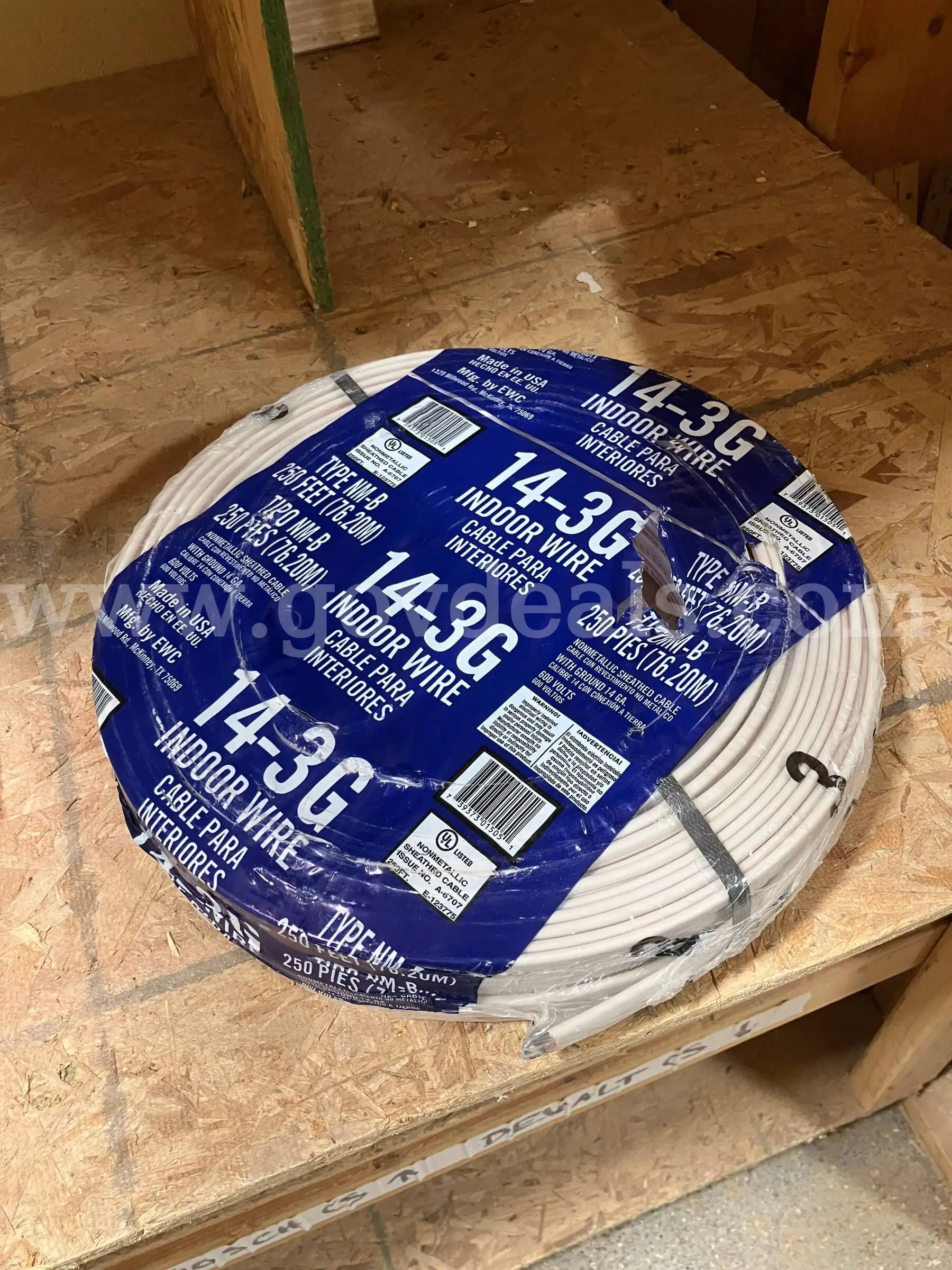 250 Ft. Roll of 14-3 G Type NM-B Indoor Non-Metallic Sheathed Cable
