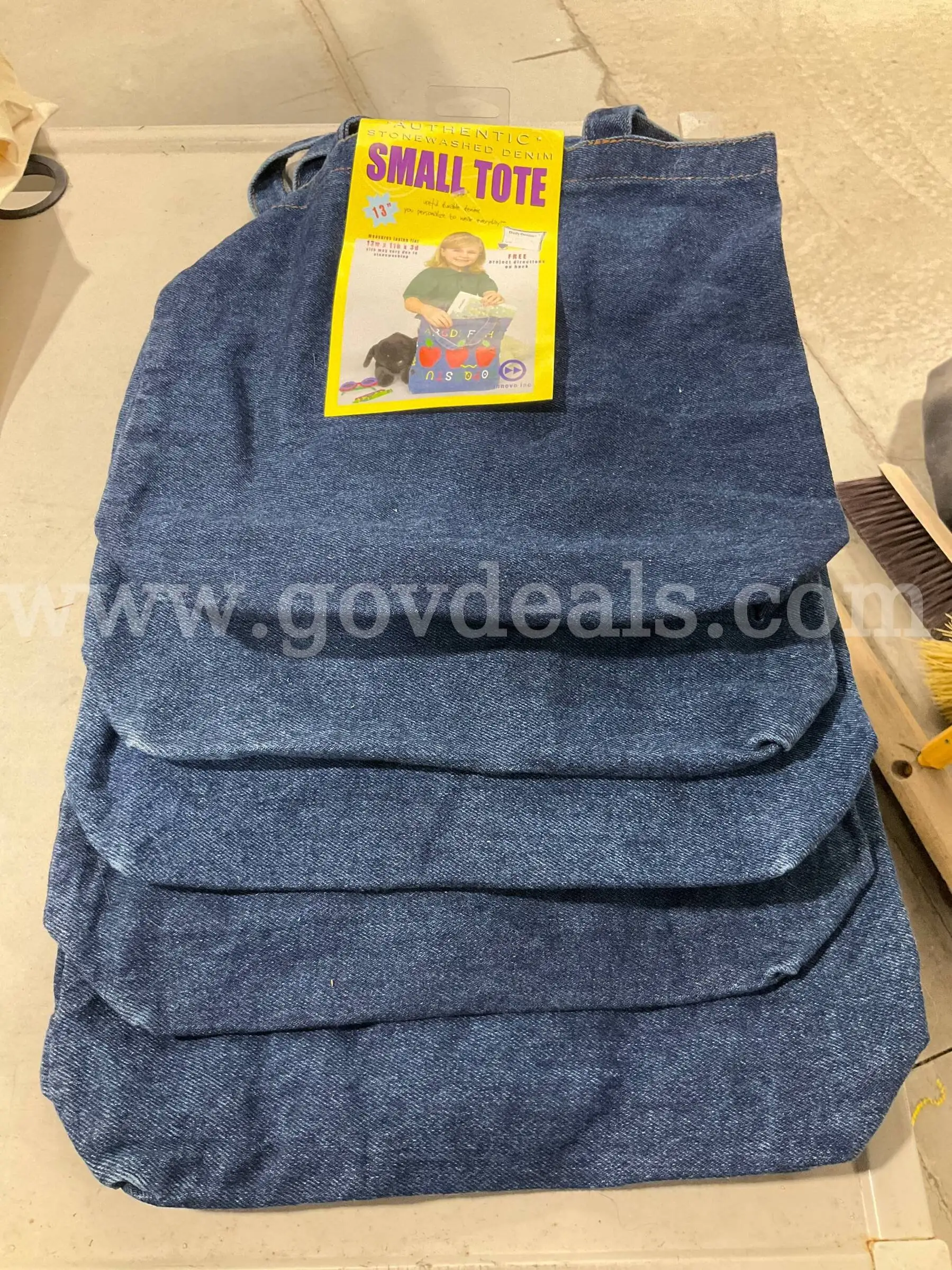 Innovo Authentic Stonewashed Denim Small Tote Bags Lot of 5 NWT - 100% Cotton Craft DIY Totes