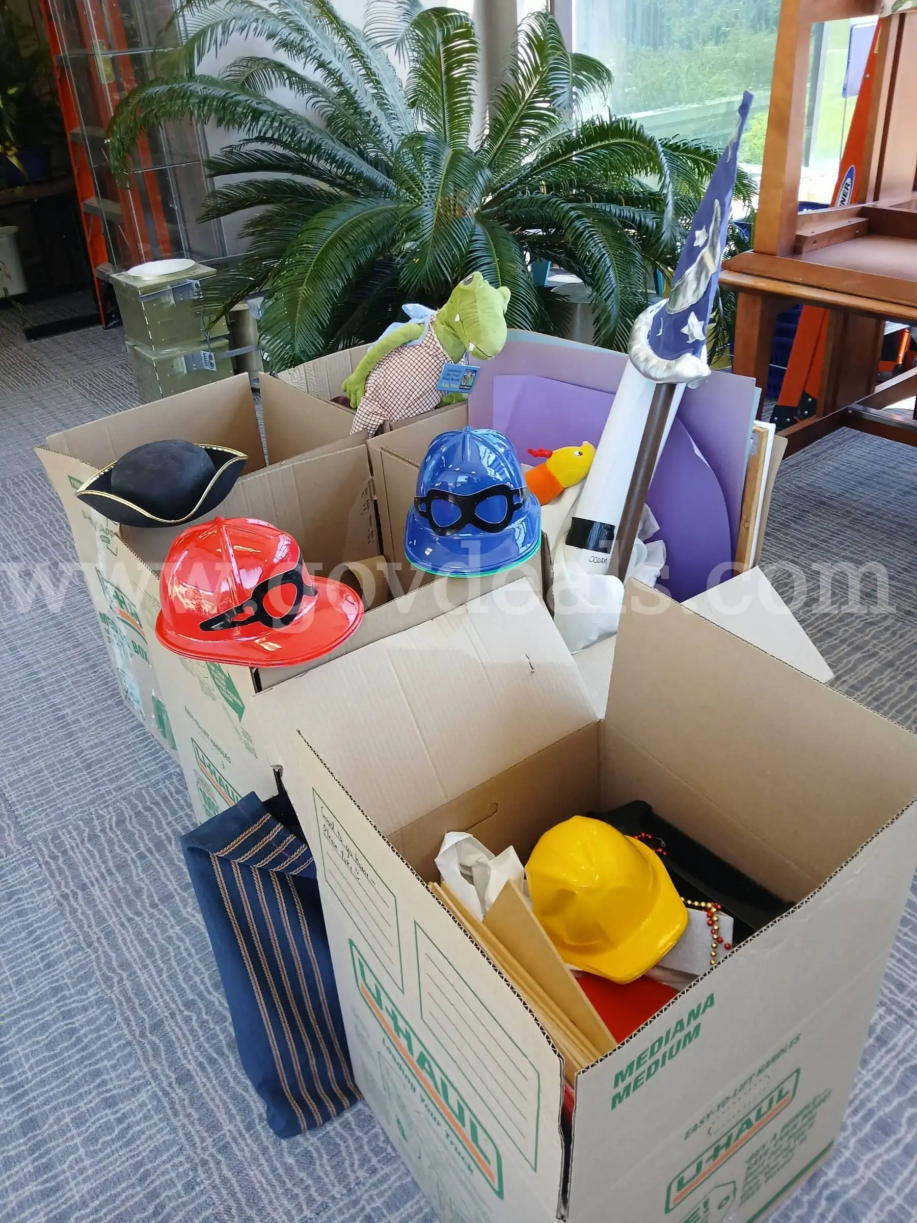 Lot of Children s area artifacts - Toys dress-up hats animal toys.